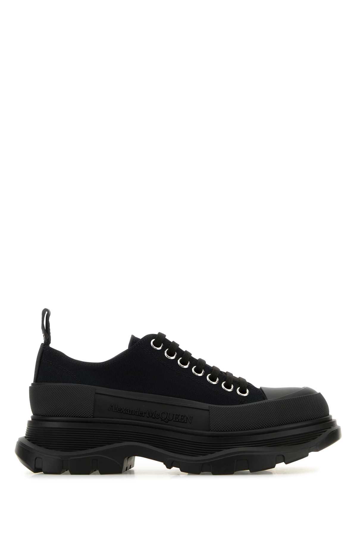 alexander mcqueen black canvas tread slick sneakers