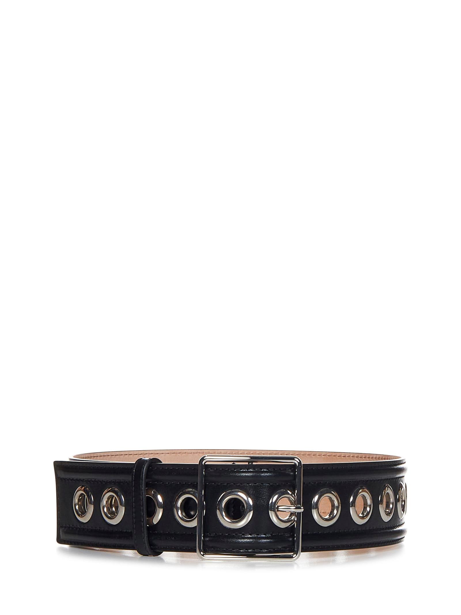 alexander mcqueen black leather belt