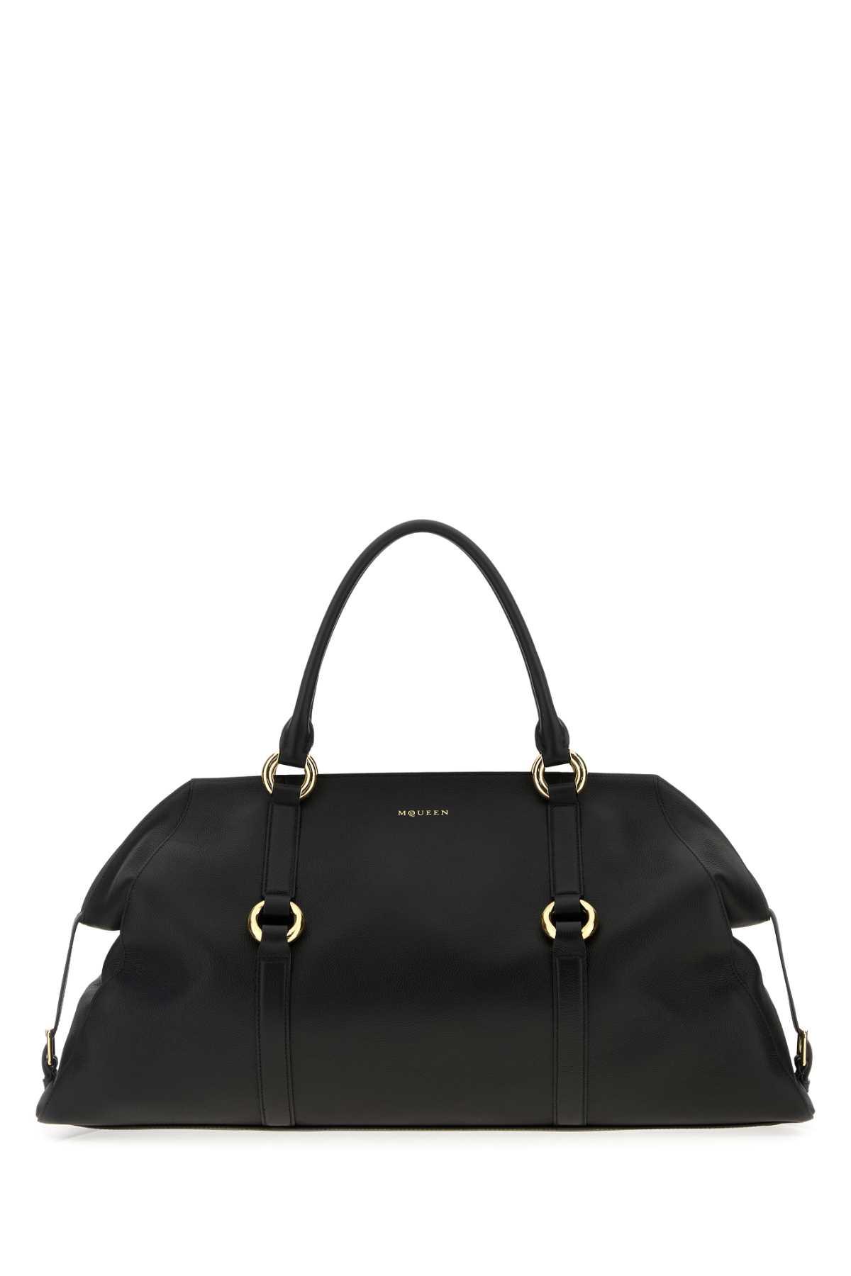 alexander mcqueen black leather farringdon maxi handbag