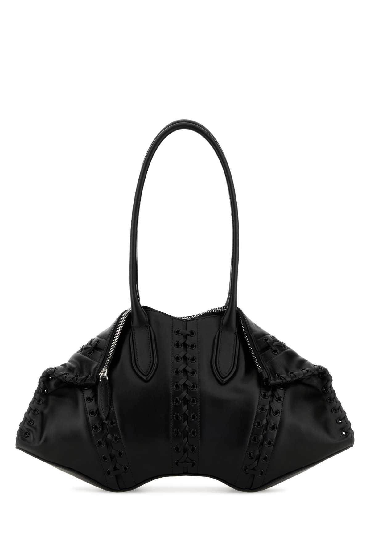 alexander mcqueen black leather manta shoulder bag