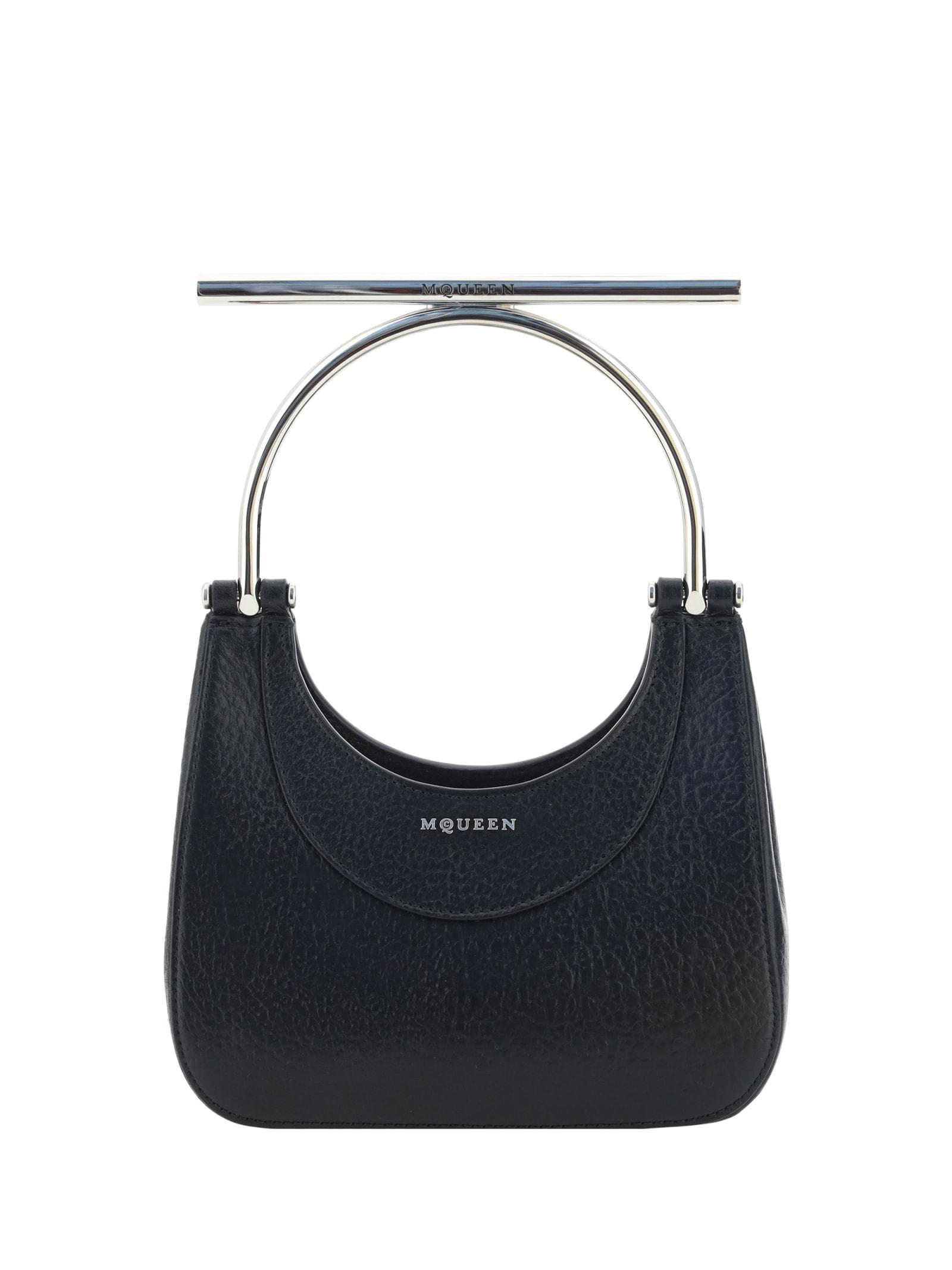 alexander mcqueen black leather mini cross-bar handbag