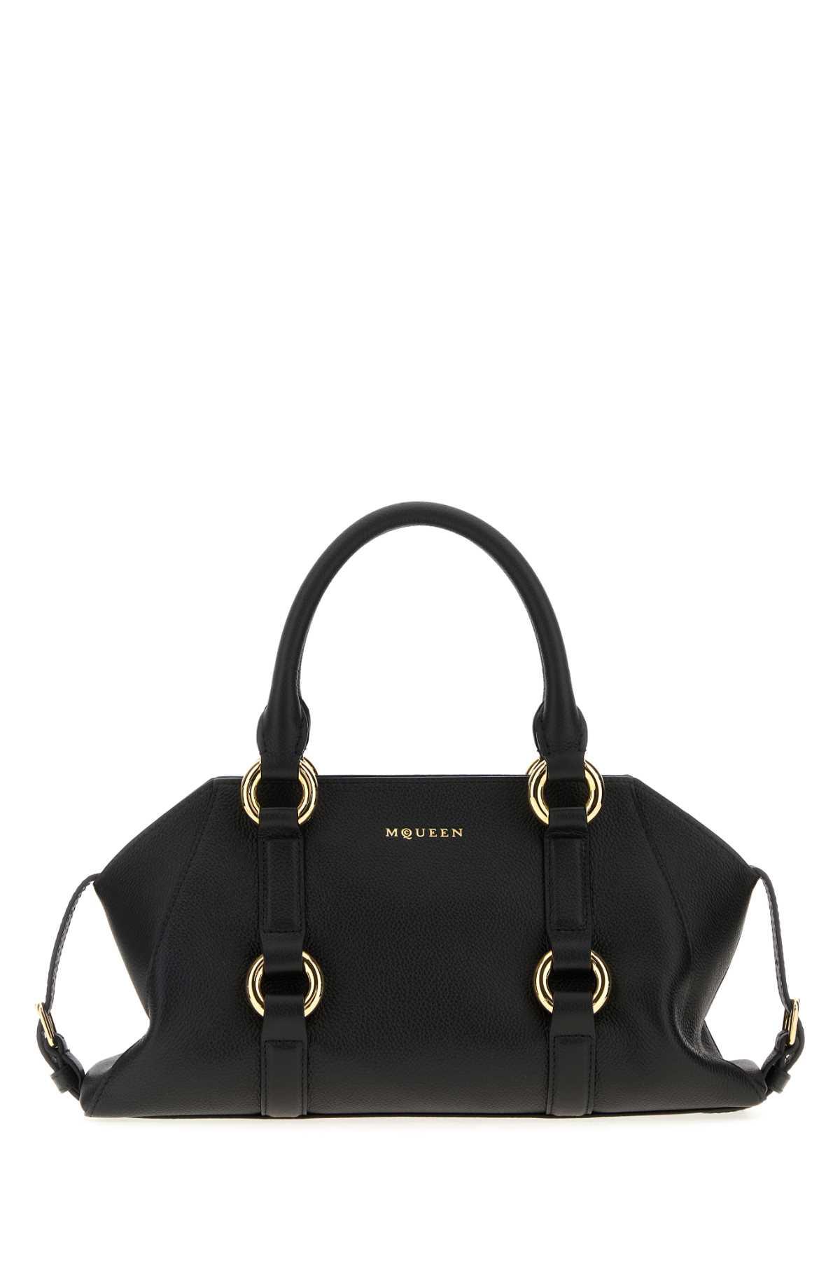 alexander mcqueen black leather small farringdon handbag