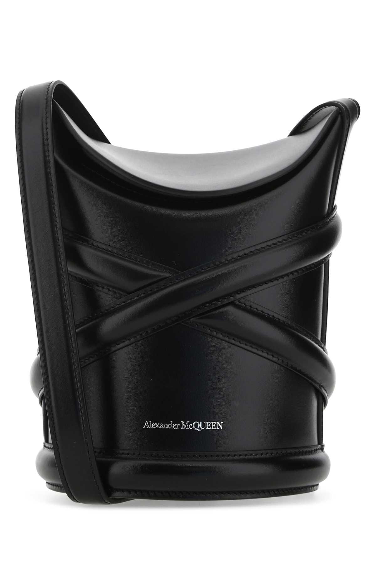 alexander mcqueen black leather the curve bucket bag