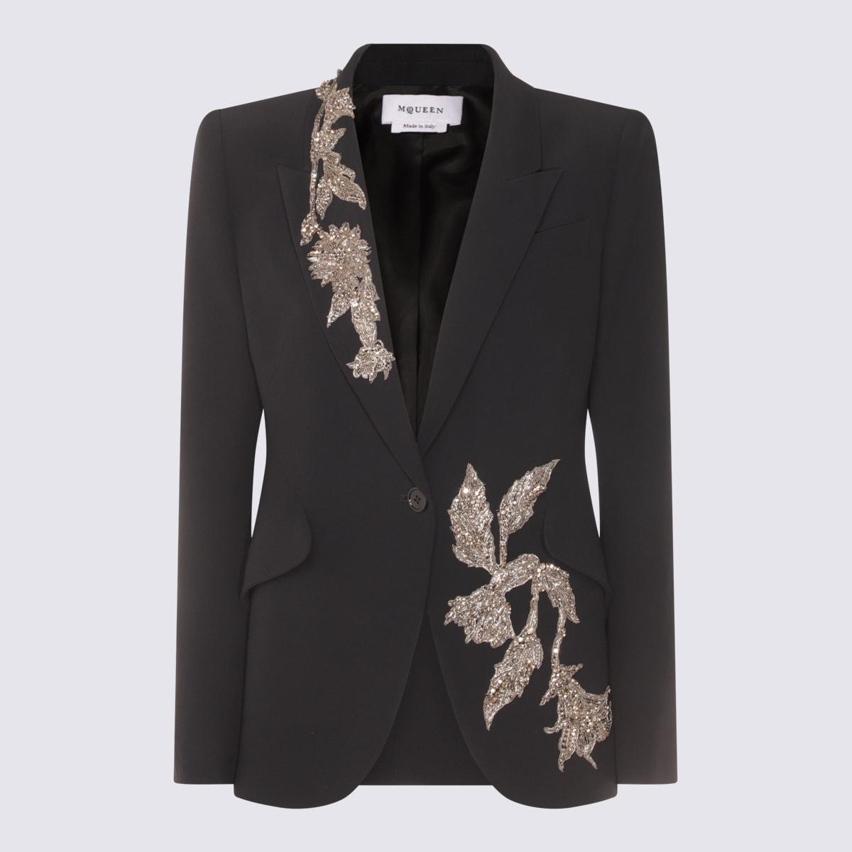 alexander mcqueen black viscose blend blazer