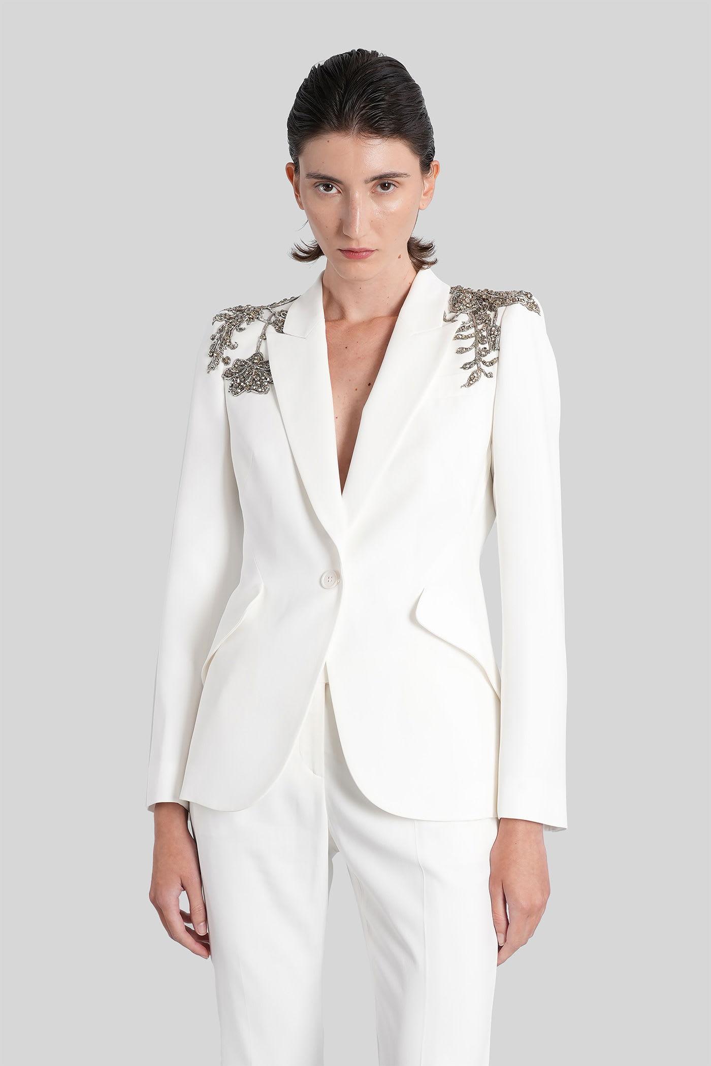 alexander mcqueen blazer in white viscose