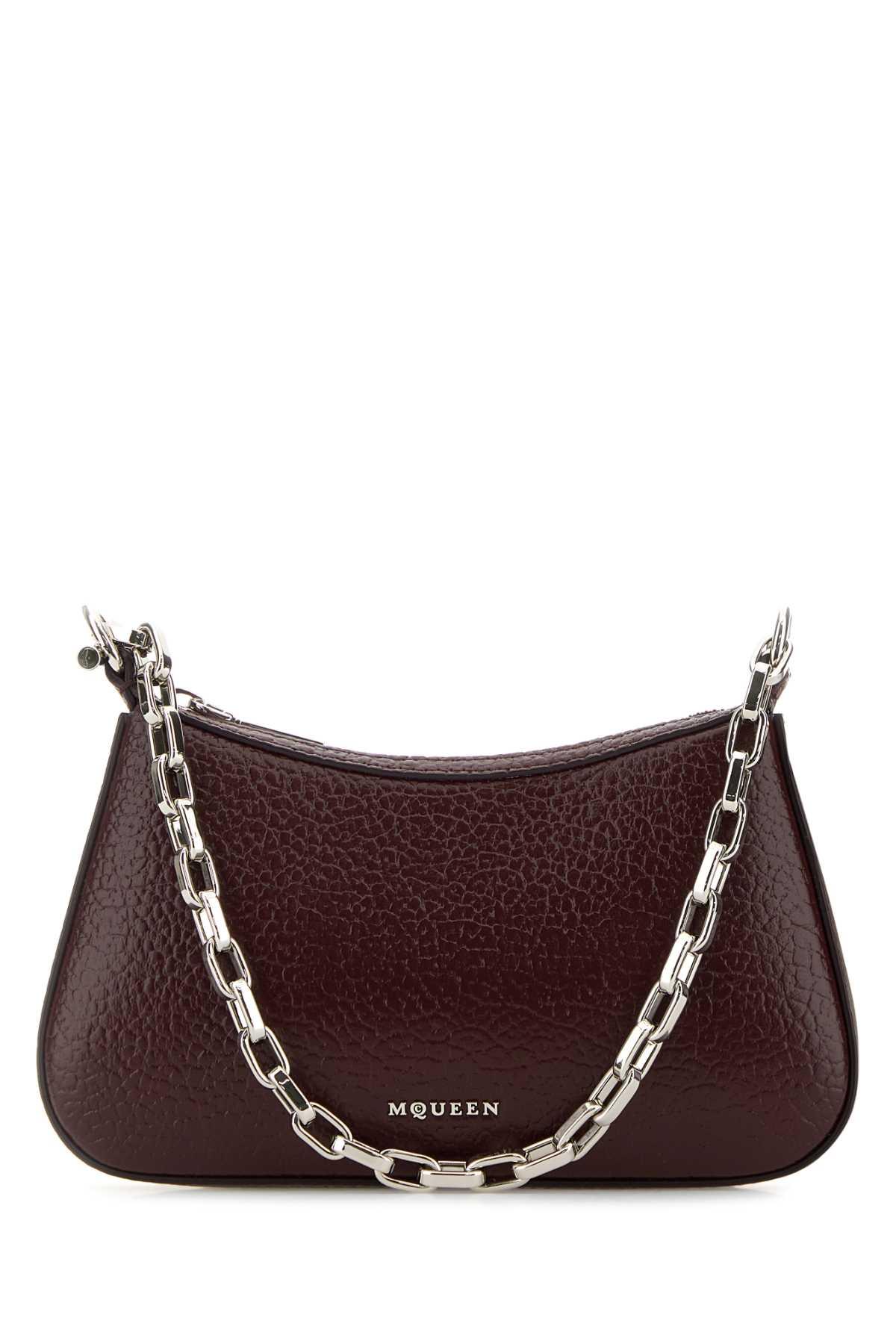 alexander mcqueen burgundy leather mini t-bar handbag