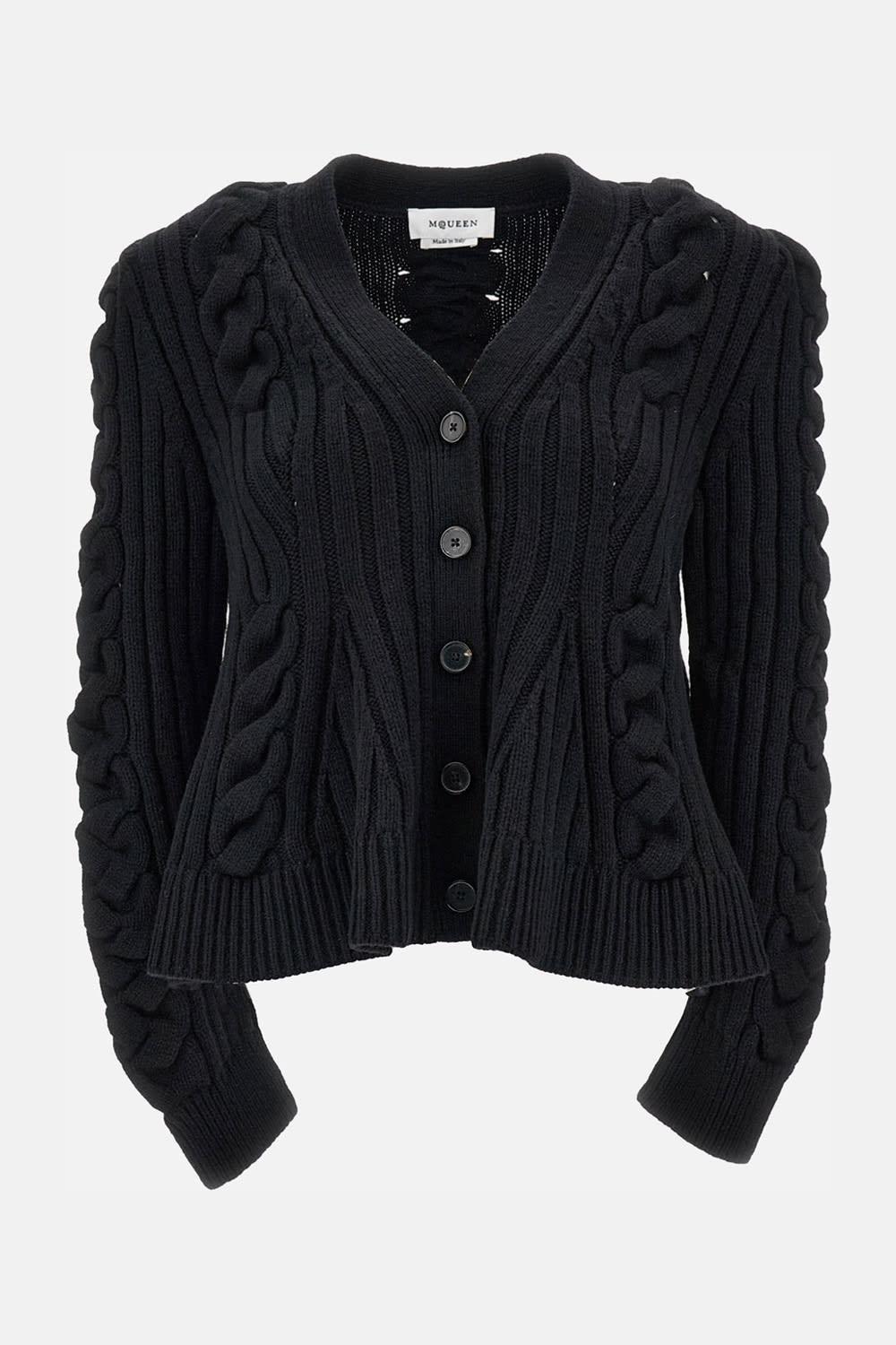 alexander mcqueen cable- knit peplum cardigan