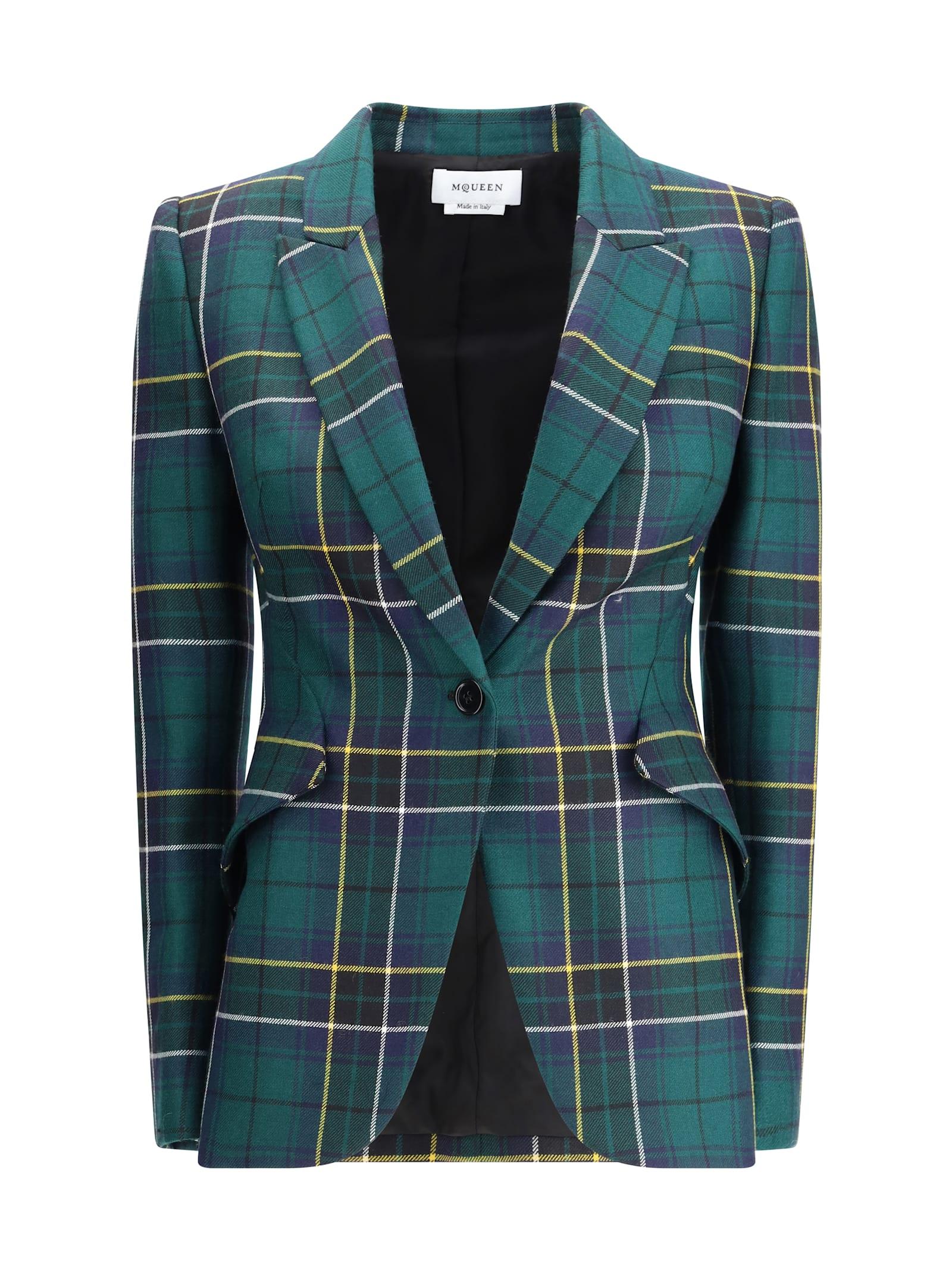 alexander mcqueen check patterned blazer