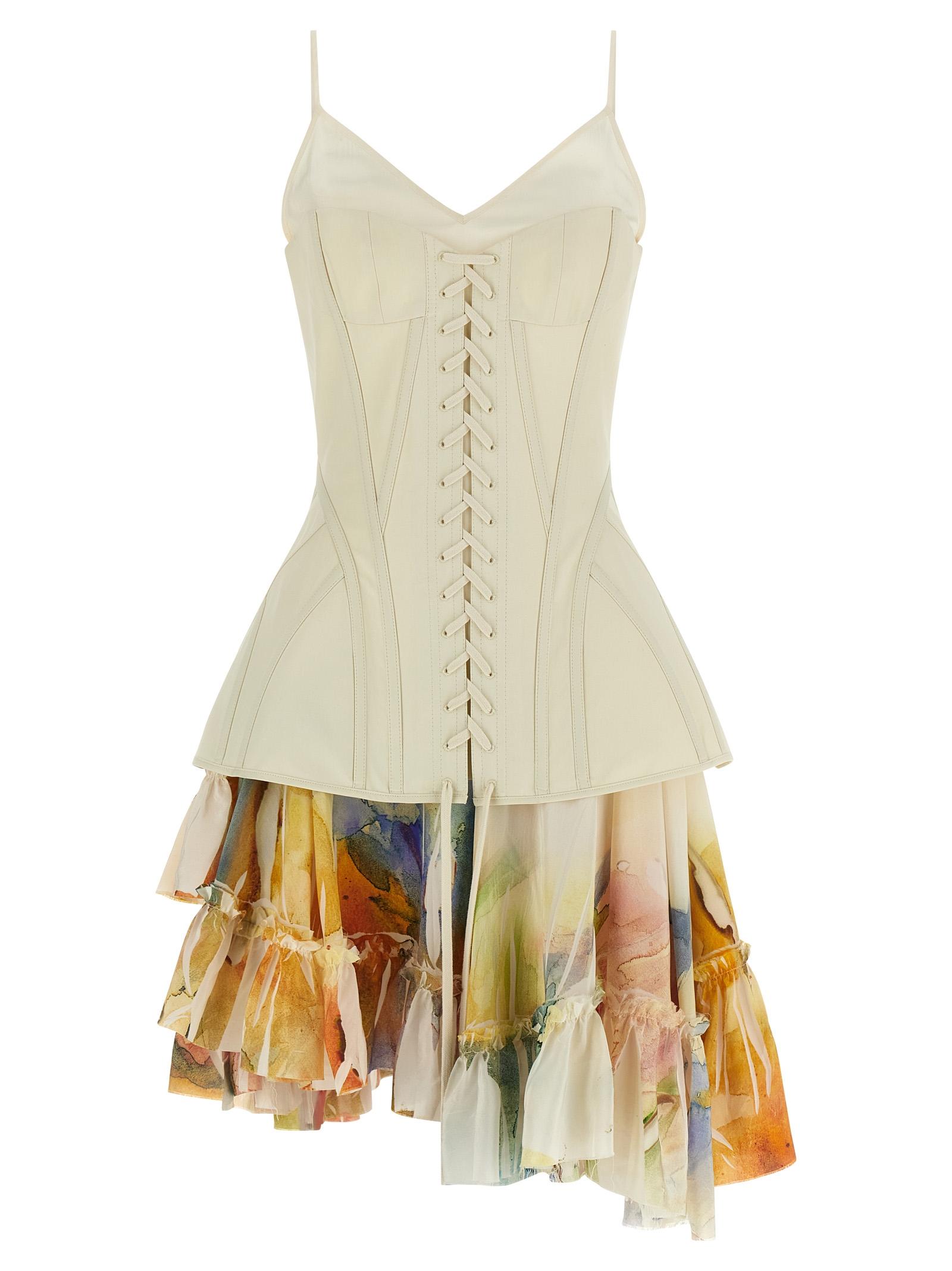 alexander mcqueen corset dress white cotton - women