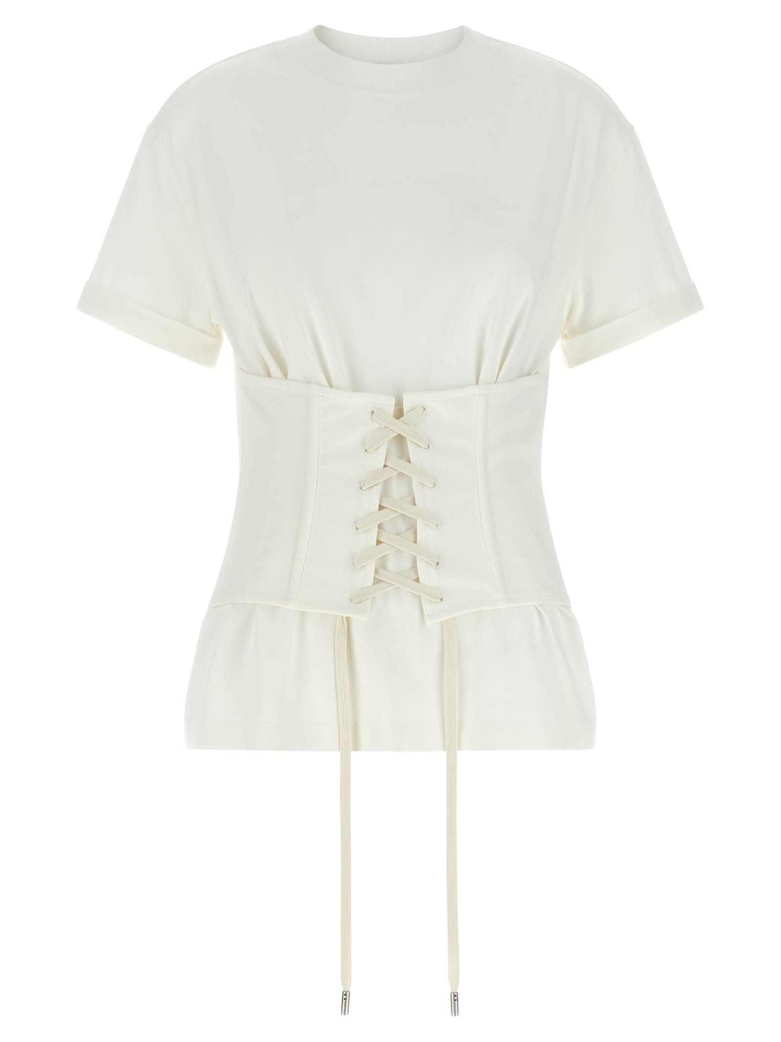 alexander mcqueen corset t-shirt white cotton - women