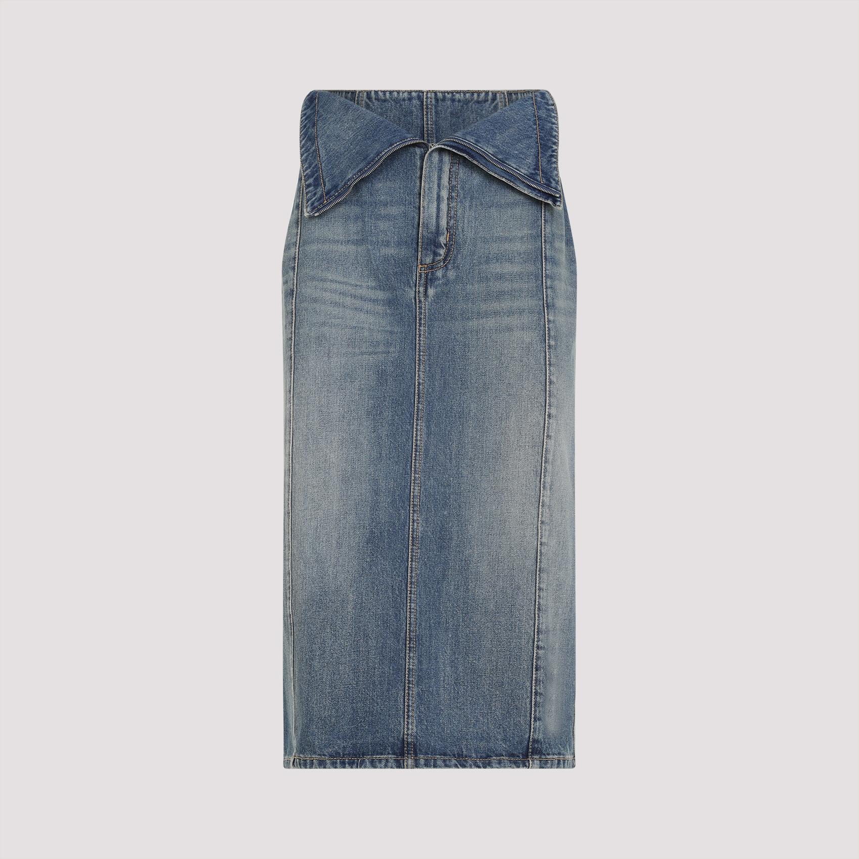 alexander mcqueen cotton midi skirt blue - women