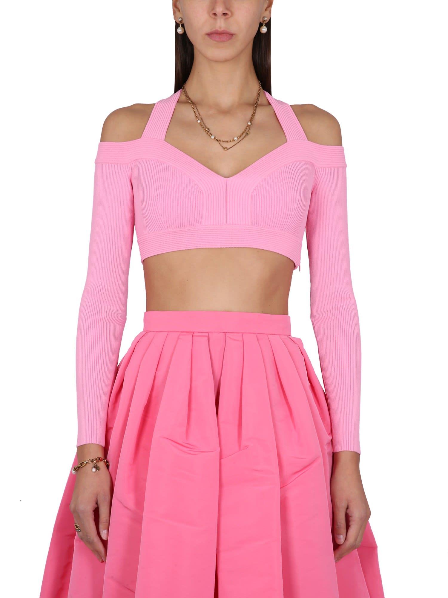 alexander mcqueen cropped off-the shoulder top