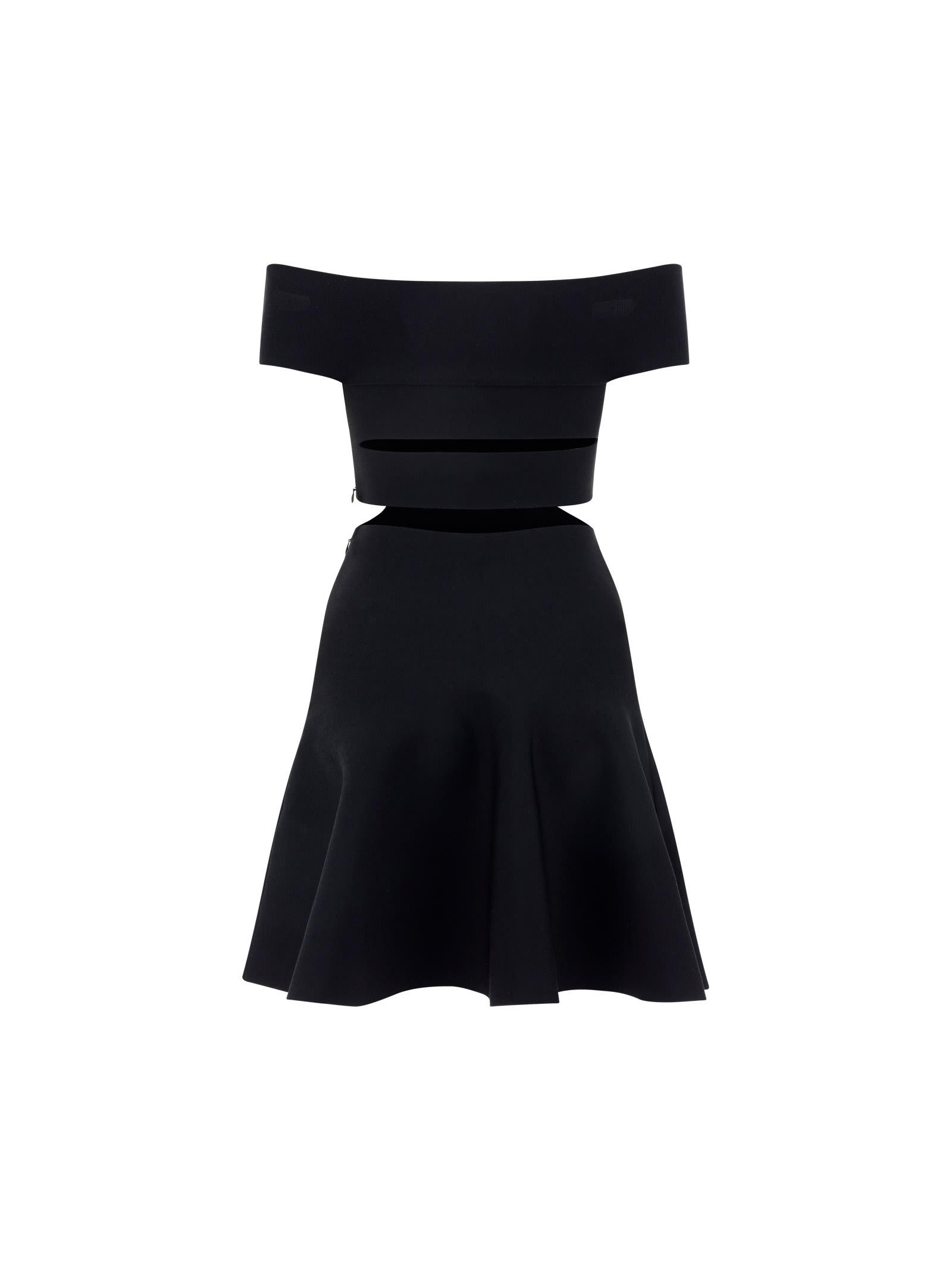 alexander mcqueen cut-out detail off-shoulder flare dress