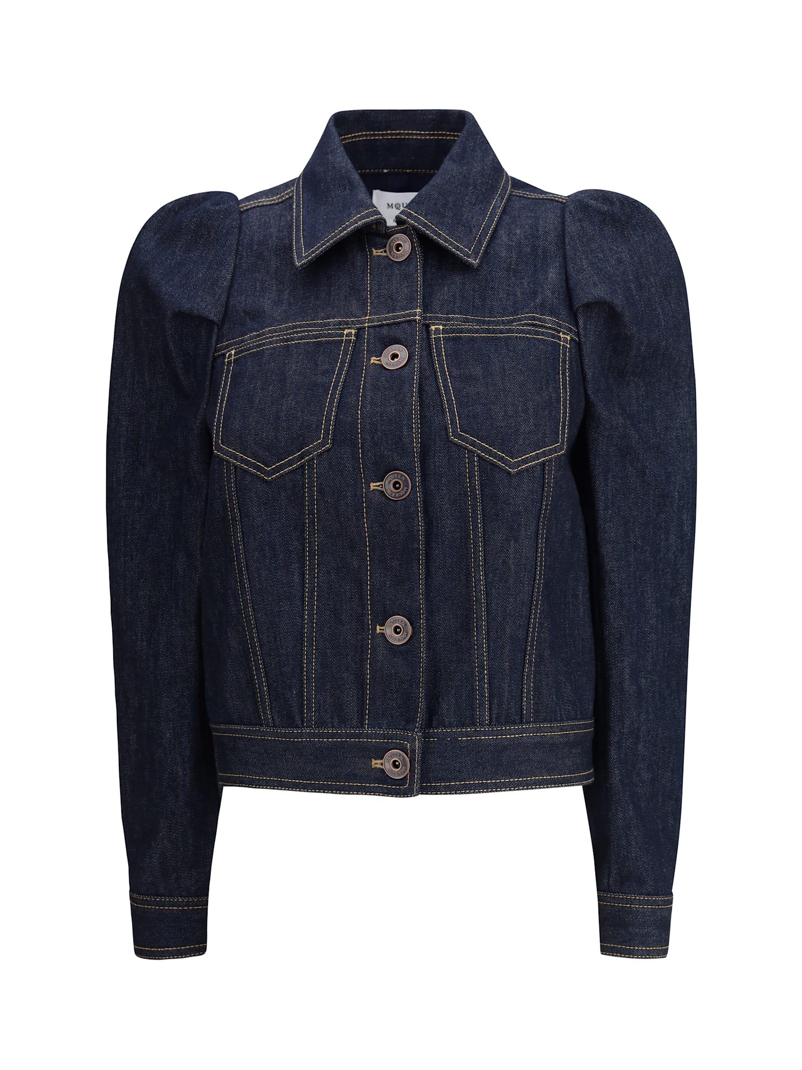 alexander mcqueen denim jacket with pointed shoulders
