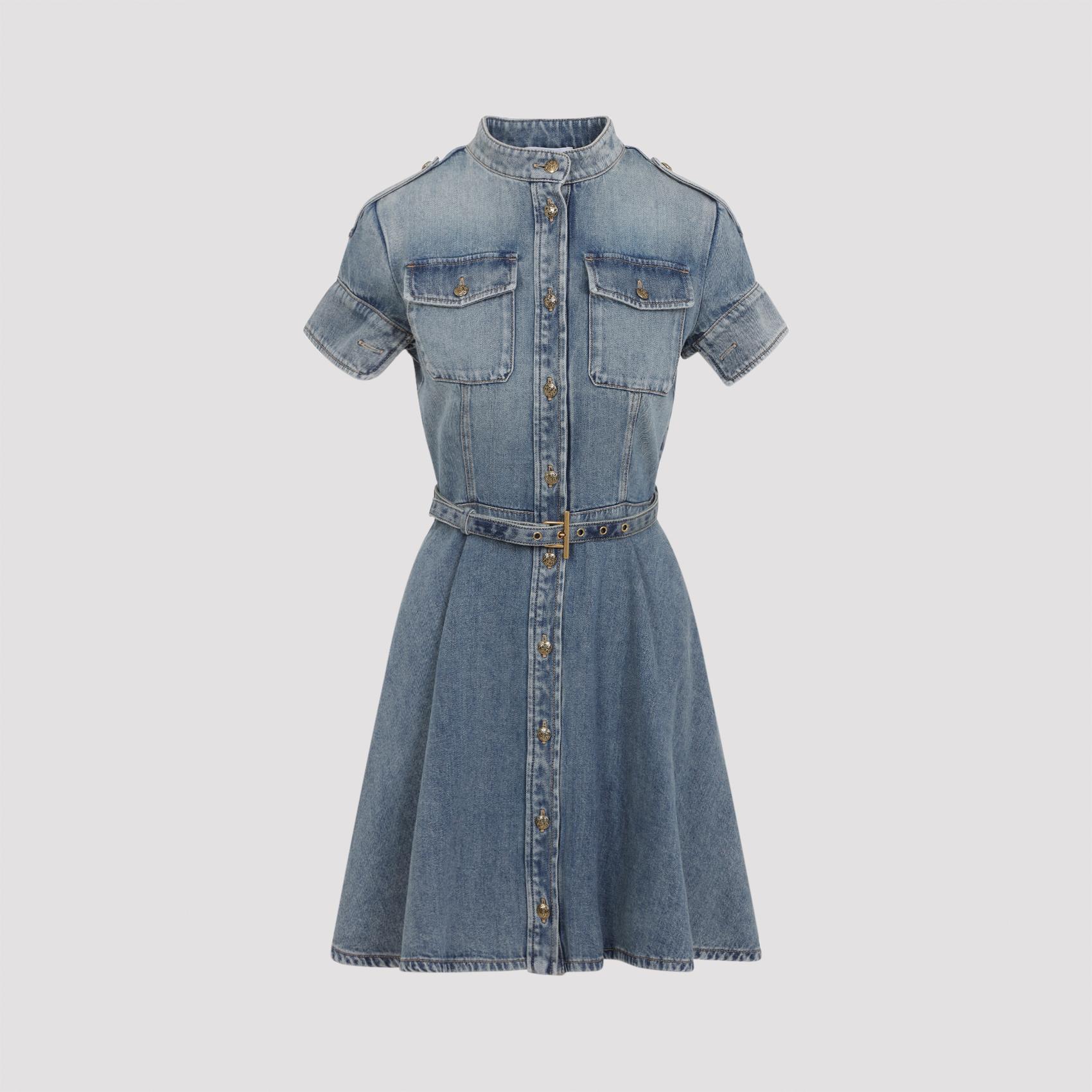 alexander mcqueen denim mini dress blue cotton - women