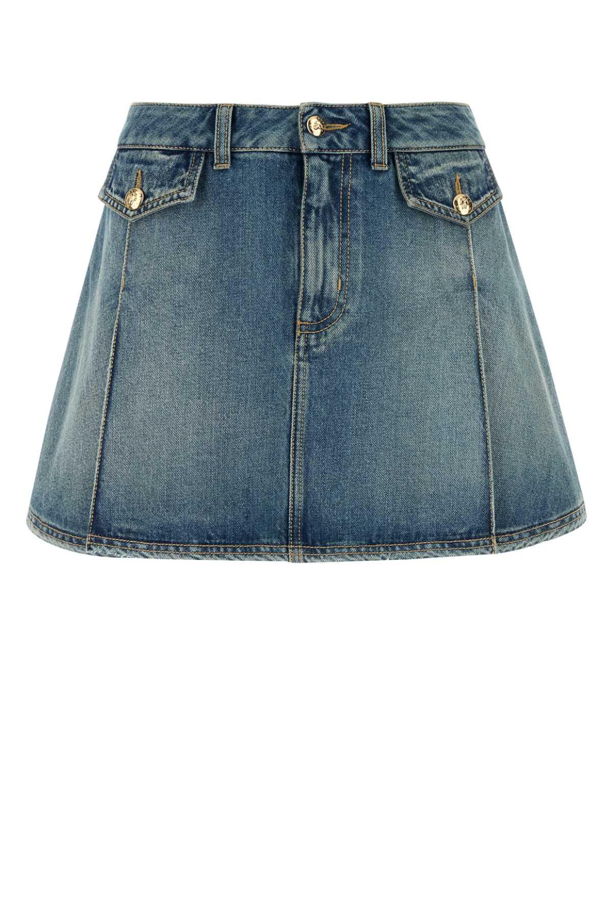 alexander mcqueen denim mini skirt