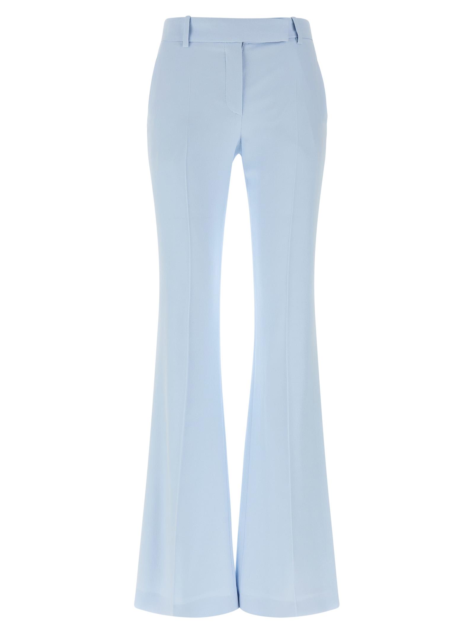 alexander mcqueen flared leg pants light blue viscose - women