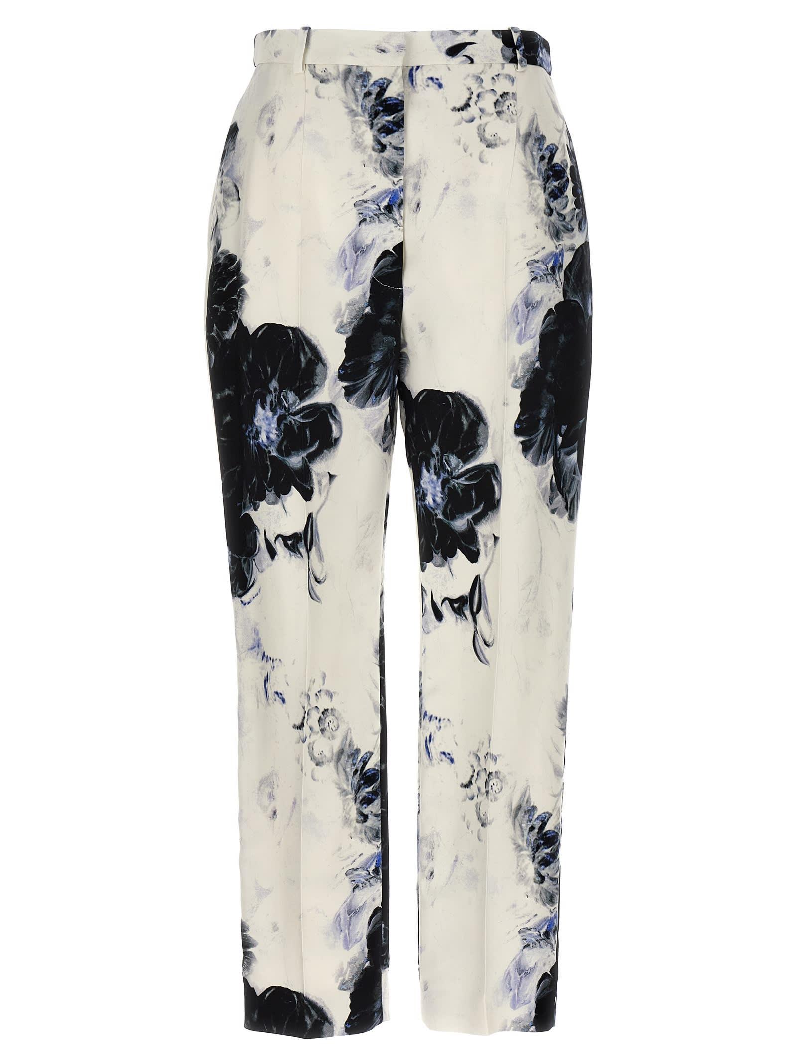 alexander mcqueen floral print viscose trouser