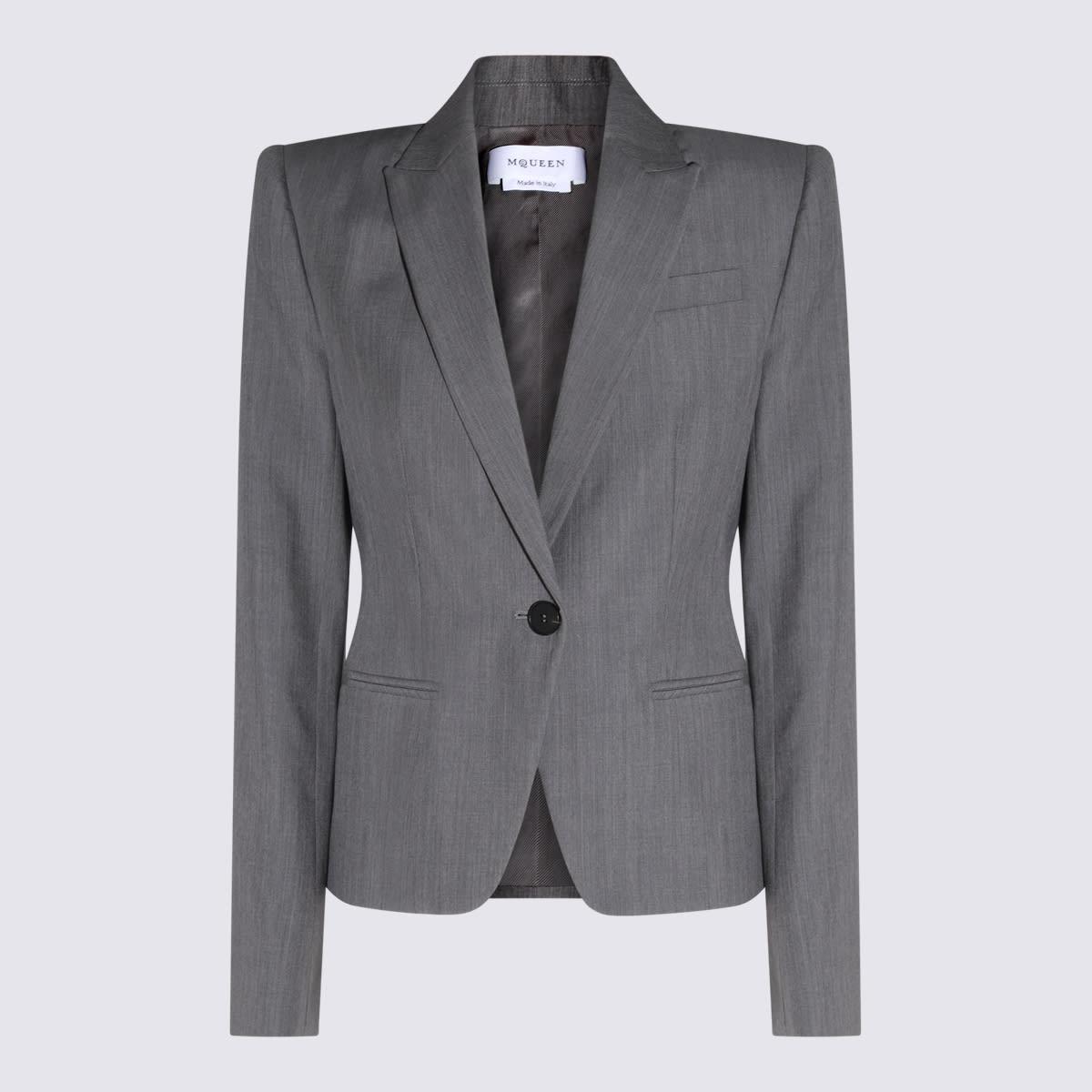 alexander mcqueen grey wool blazer