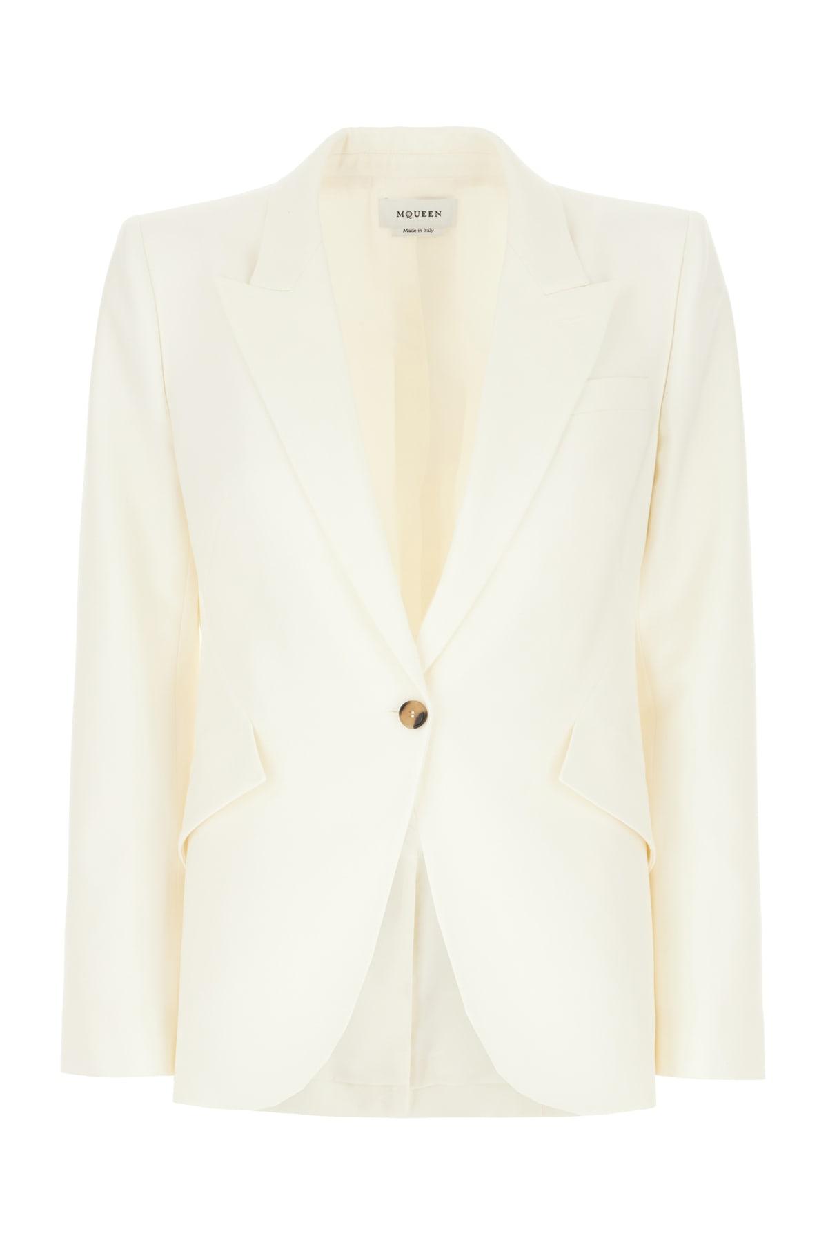 alexander mcqueen ivory wool blazer