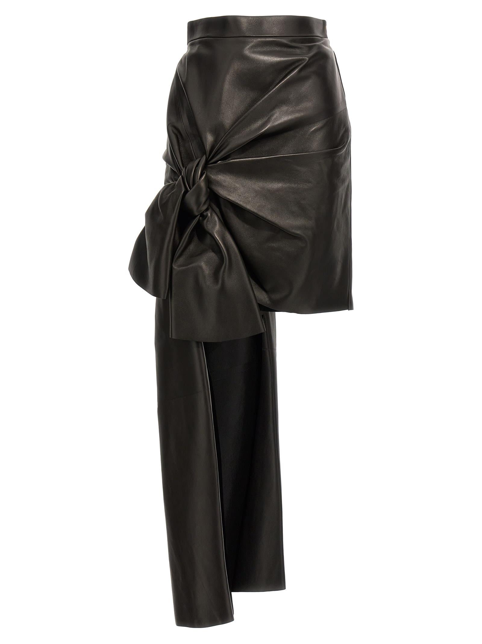 alexander mcqueen leather skirt with maxi bow