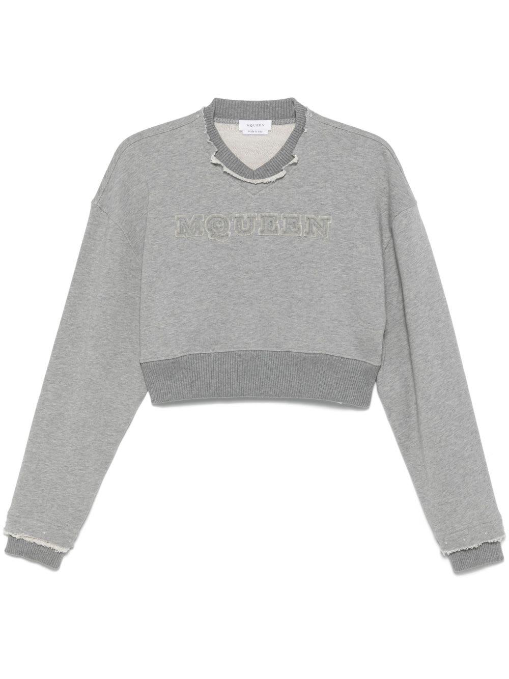 alexander mcqueen logo cotton cropped sweatshirt