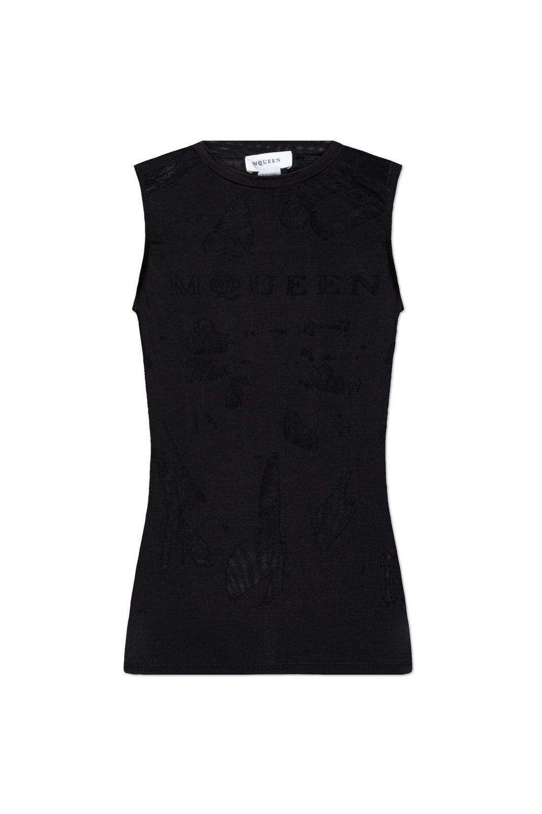 alexander mcqueen logo detailed mesh tank top