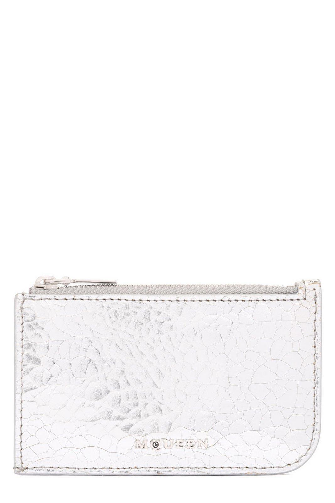 alexander mcqueen logo lettering zipped wallet