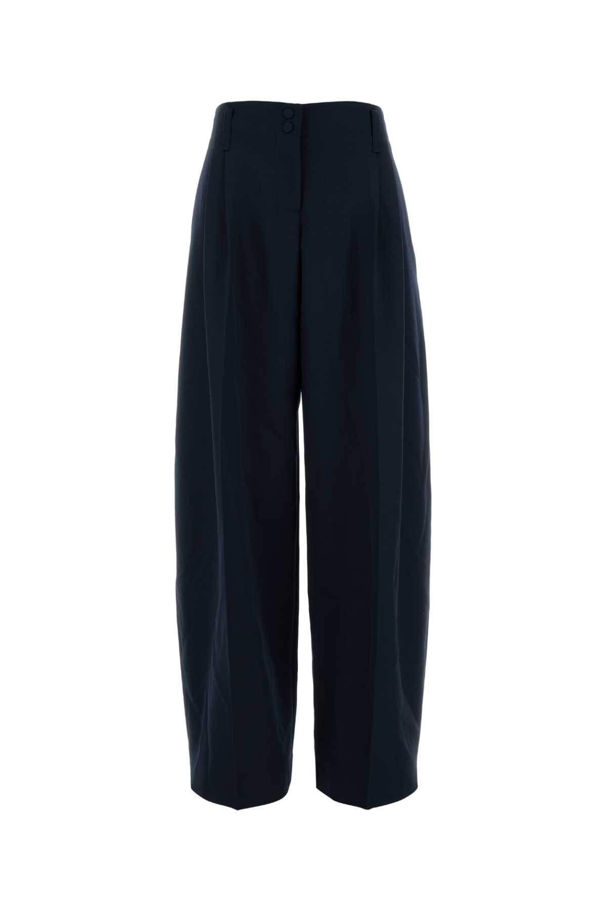 alexander mcqueen navy blue wool wide-leg pant