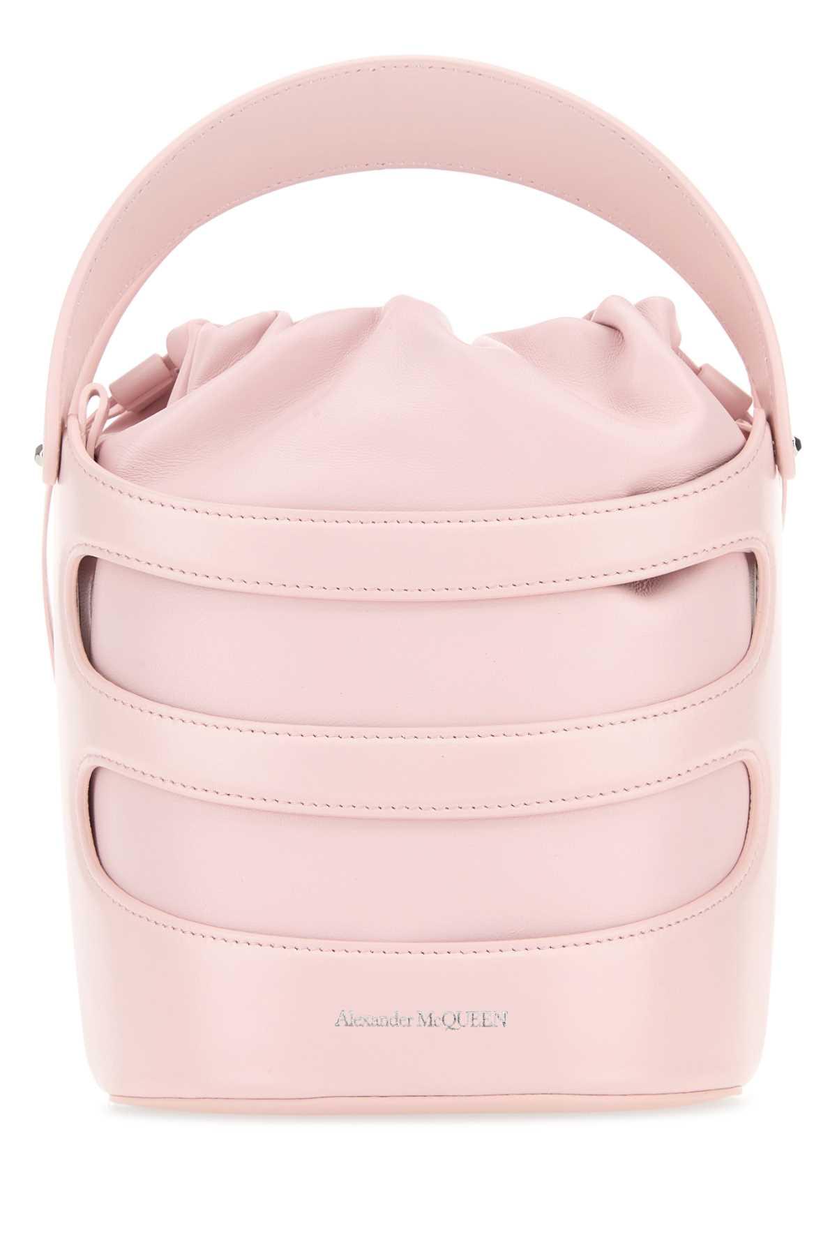 alexander mcqueen pastel pink leather the rise bucket bag