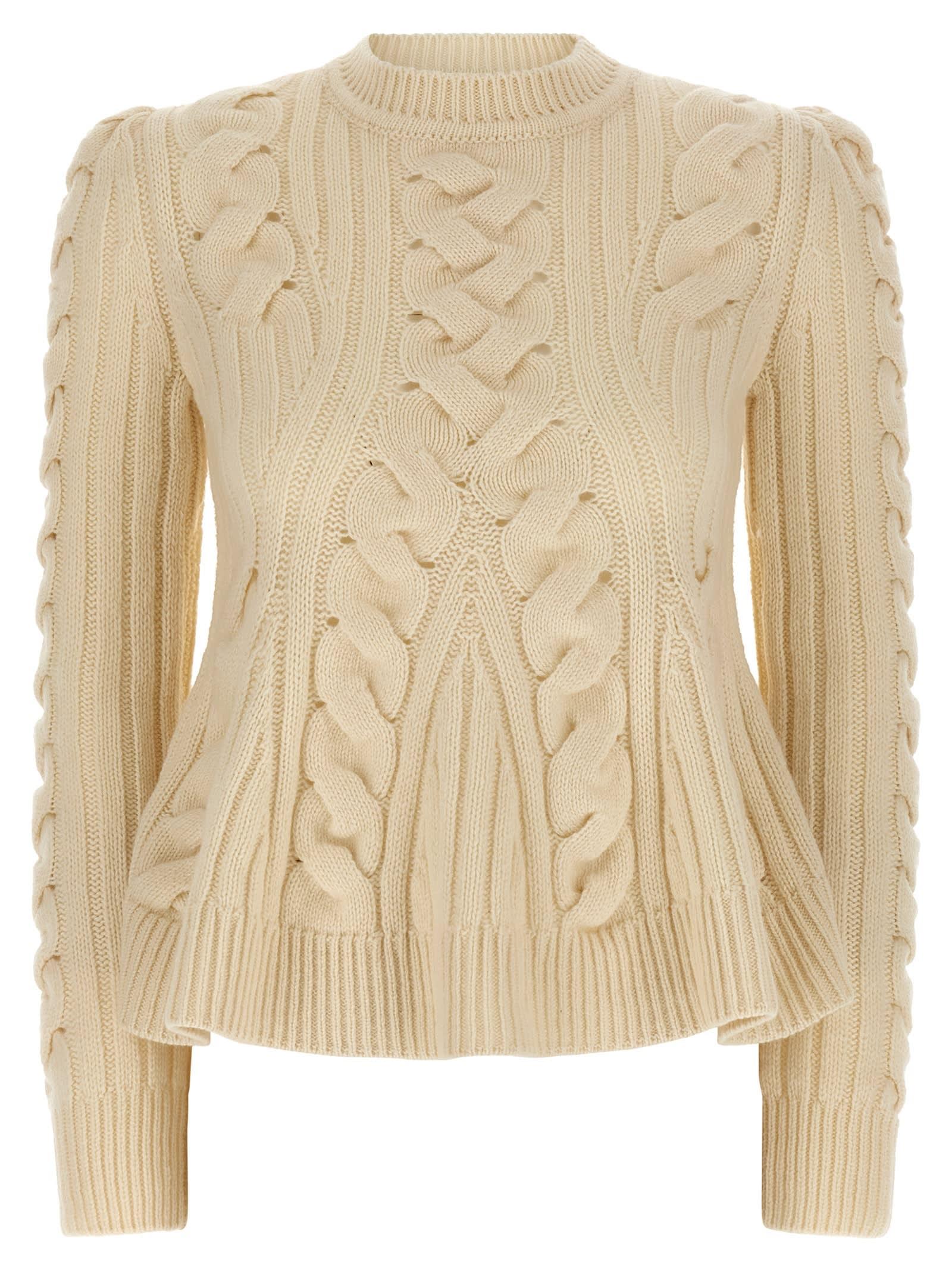 alexander mcqueen peplum cable sweater