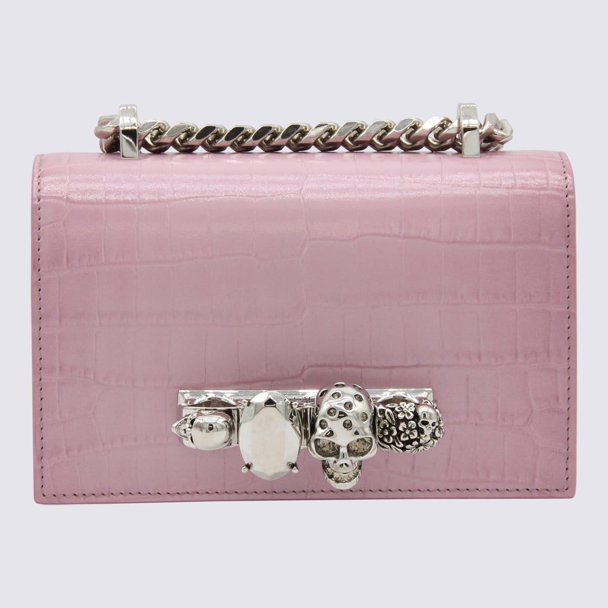 alexander mcqueen pink leather jewelled satchel mini shoulder bag