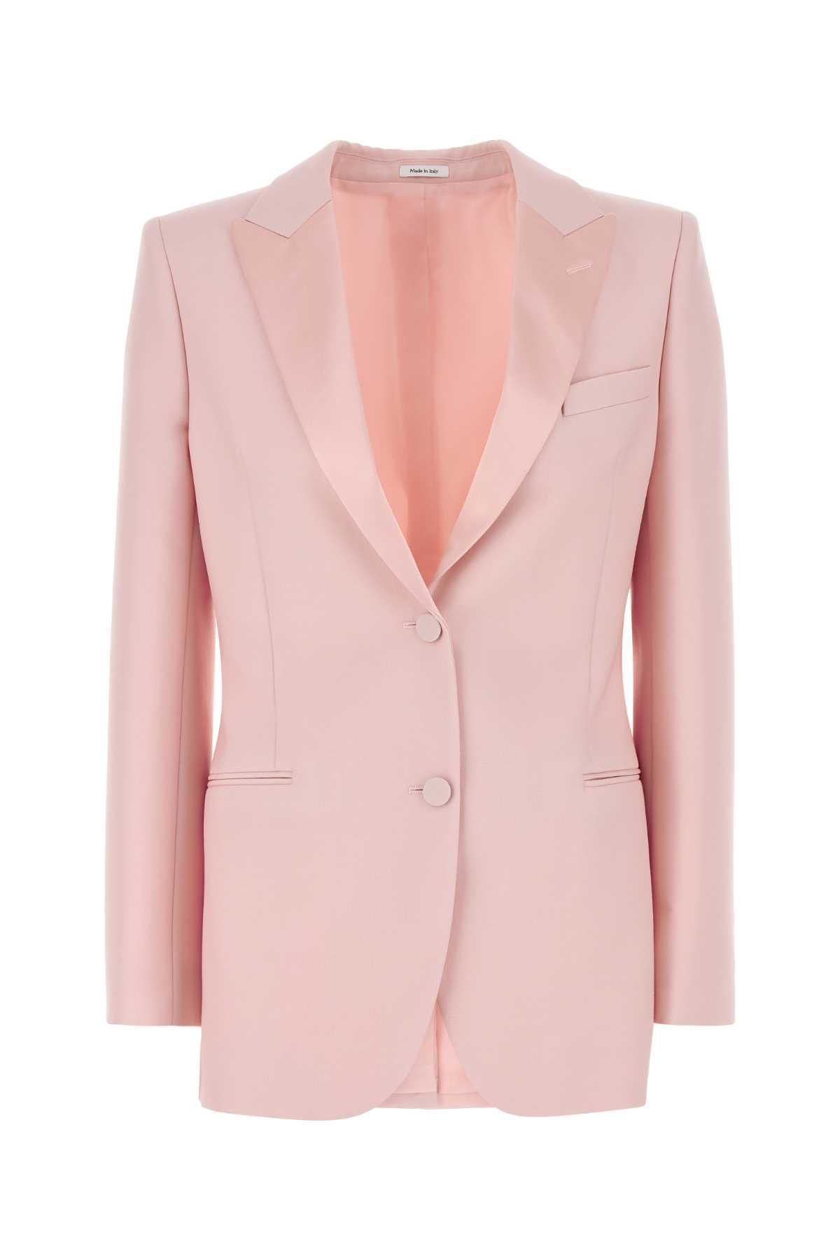 alexander mcqueen pink wool blend blazer