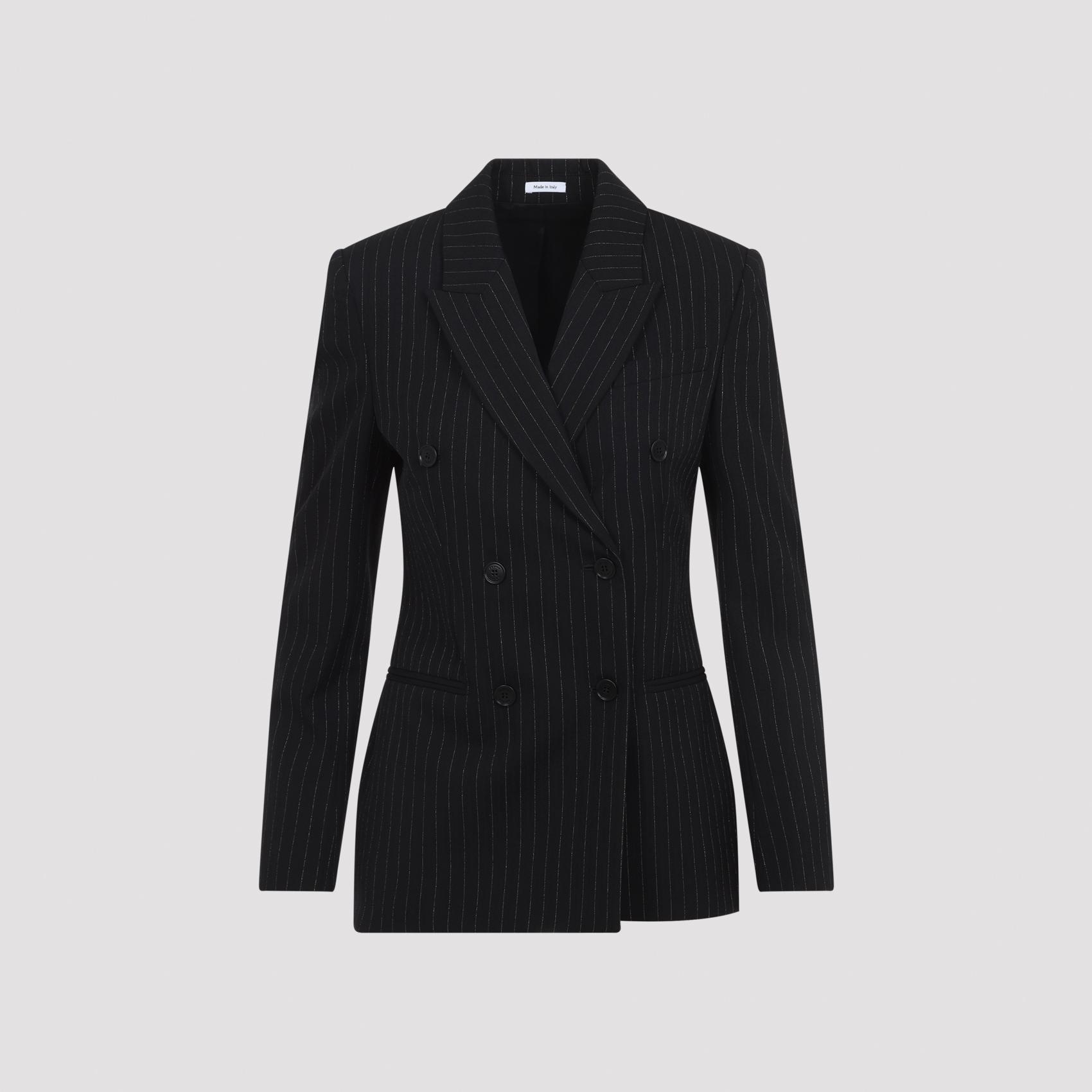 alexander mcqueen pinstripe lurex jacket black wool - women