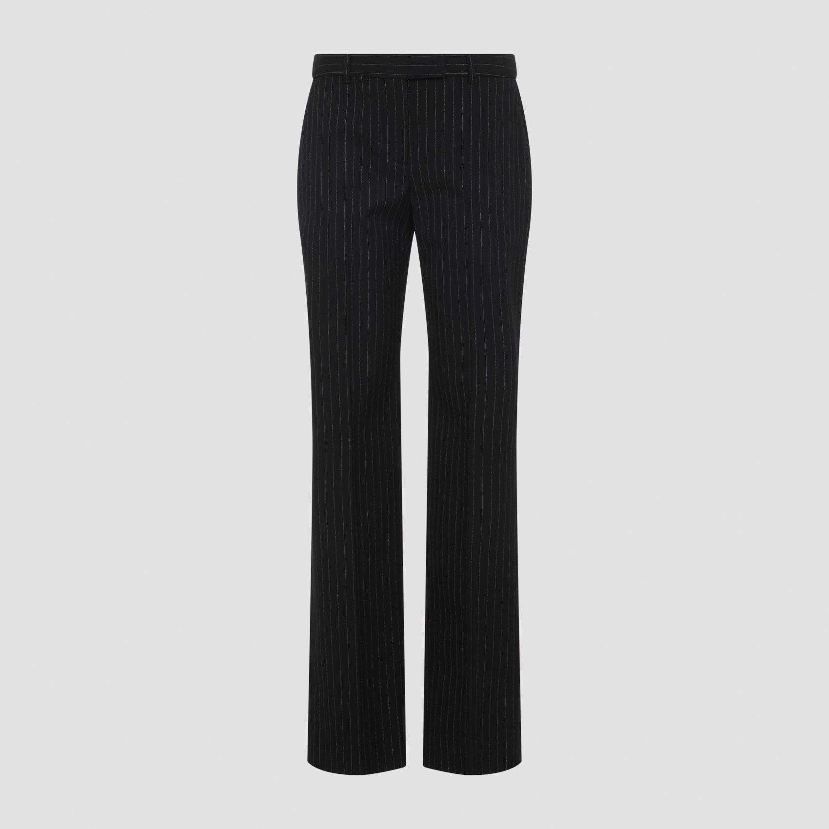 alexander mcqueen pinstripe lurex pants black wool - women