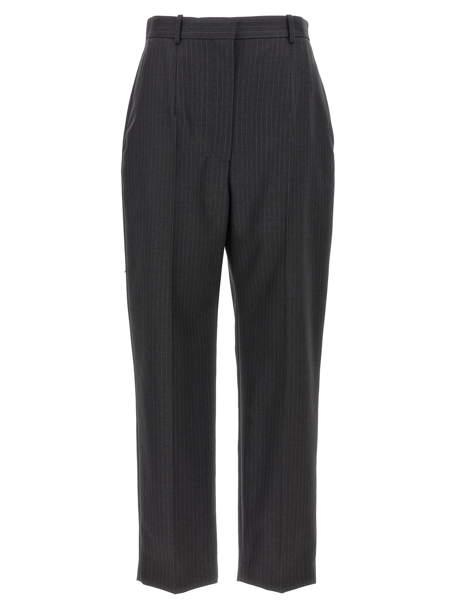 alexander mcqueen pinstripe pants gray wool - women