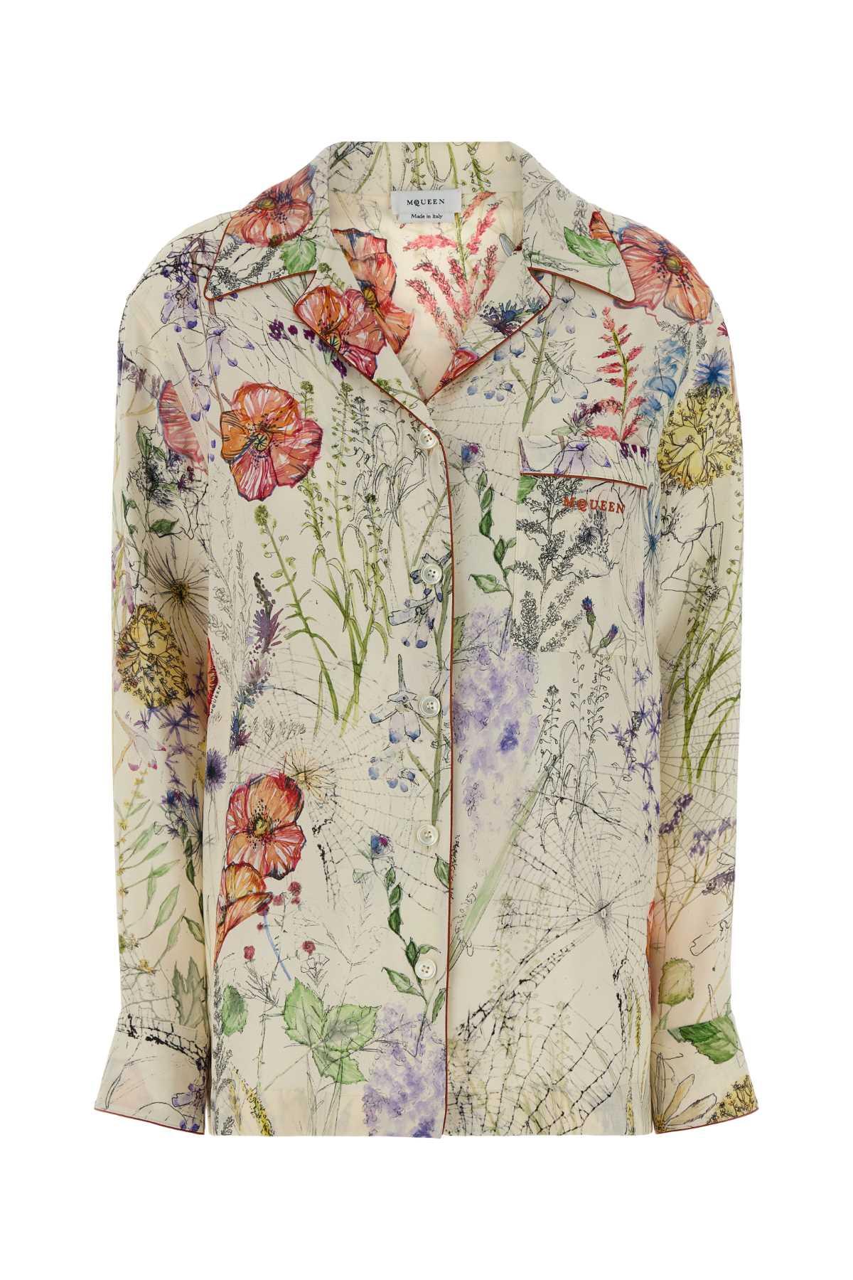 alexander mcqueen printed crepe shirt