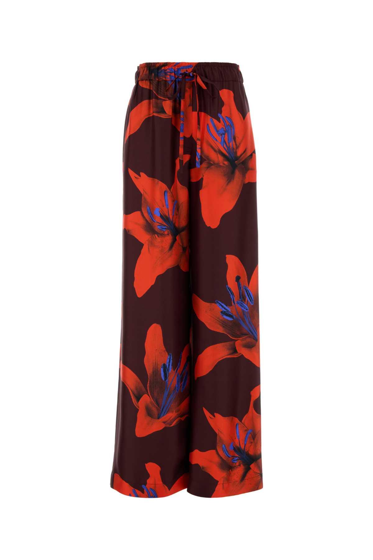 alexander mcqueen printed satin wide-leg pant