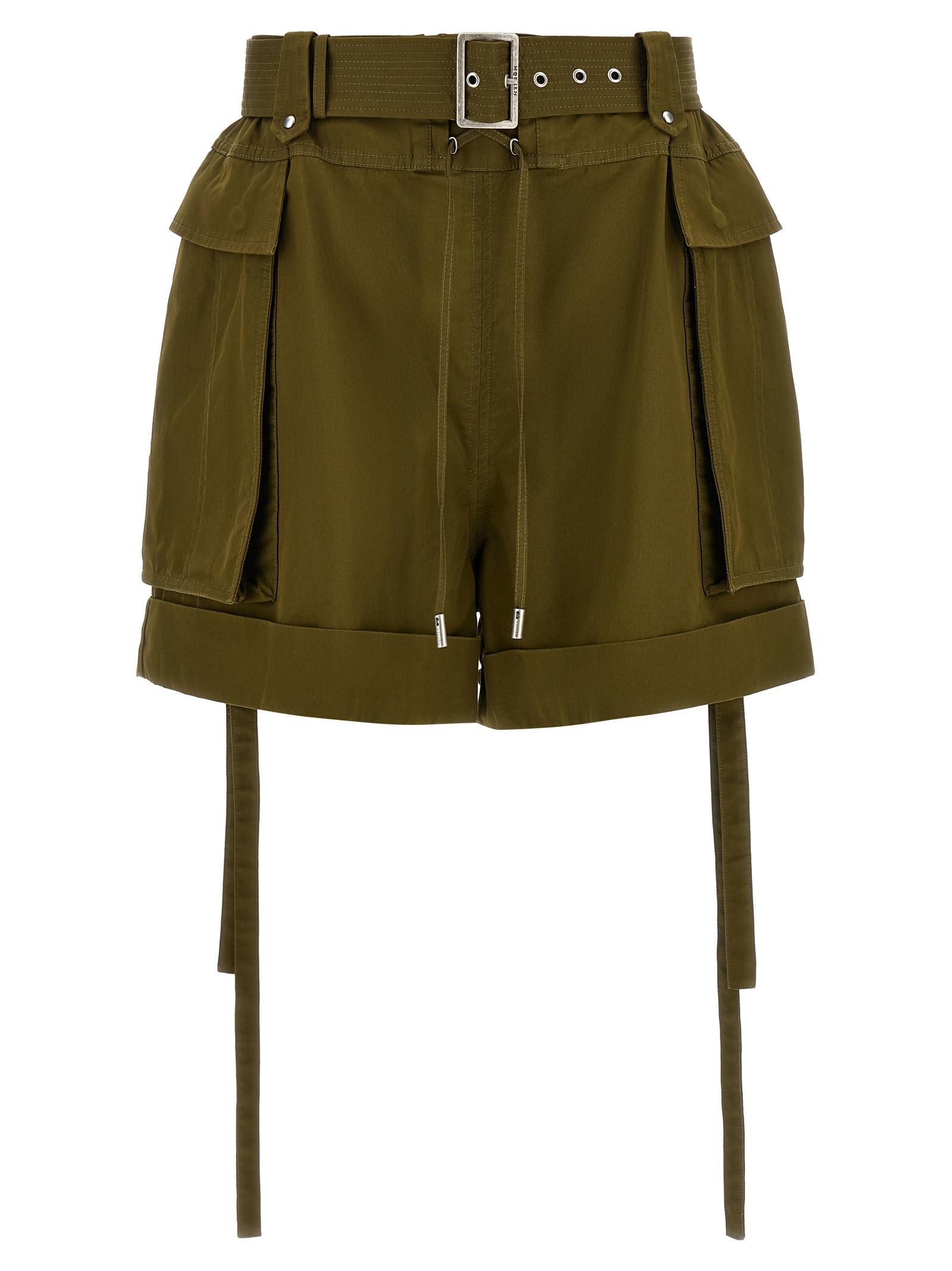 alexander mcqueen short cargo green cotton bermuda - women