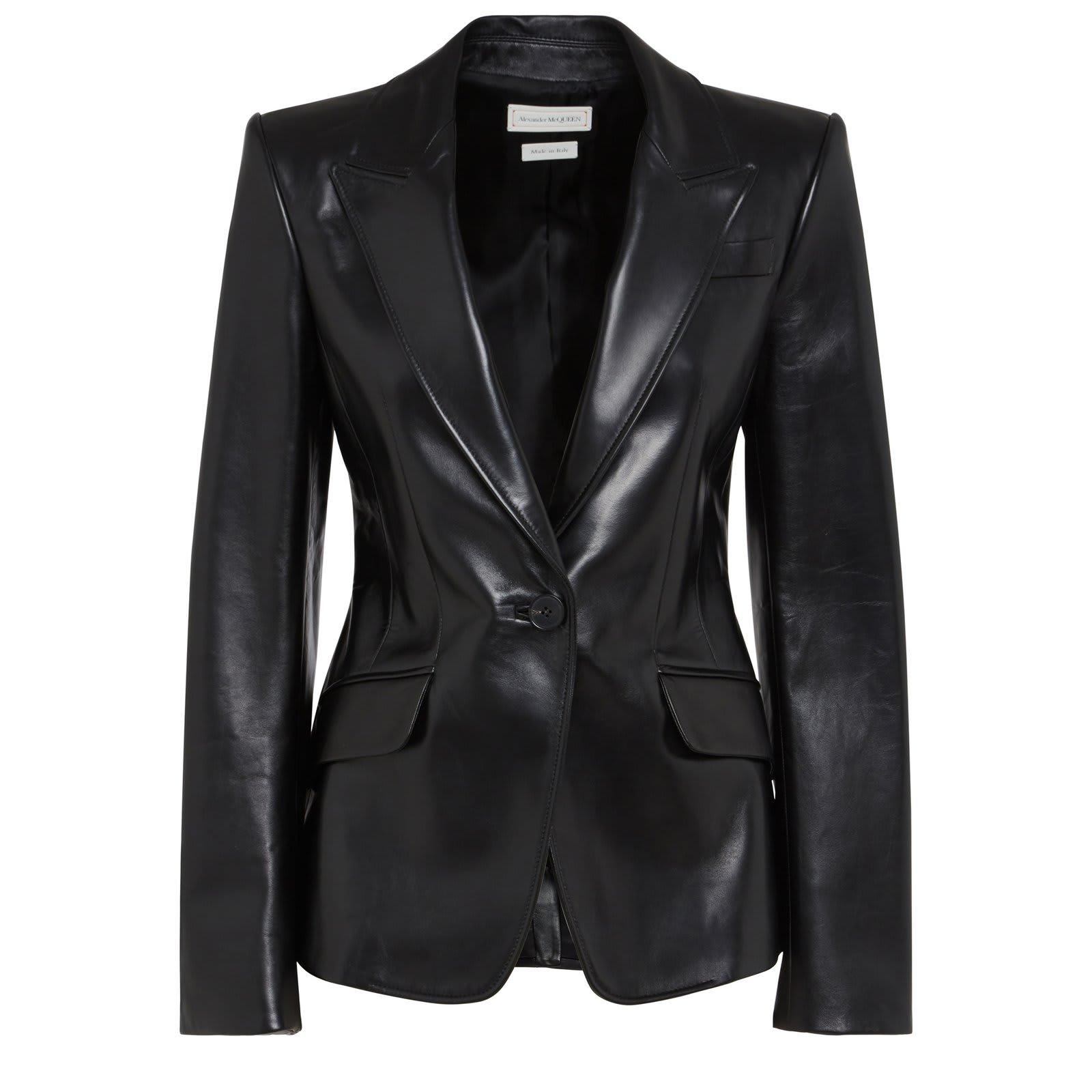 alexander mcqueen single breasted long sleeved jacket