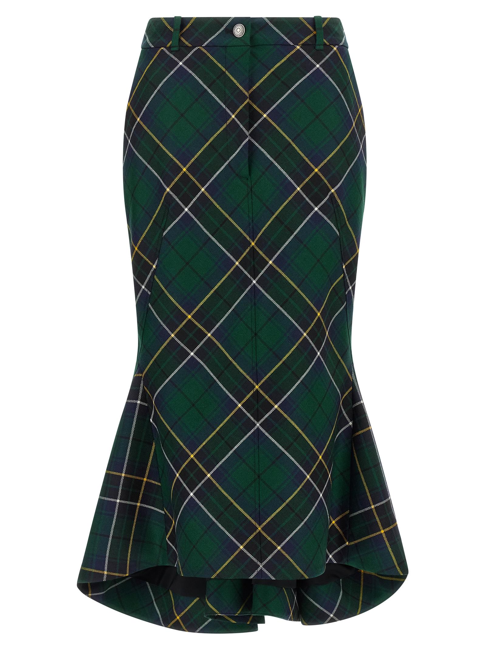alexander mcqueen tartan skirt green wool - women