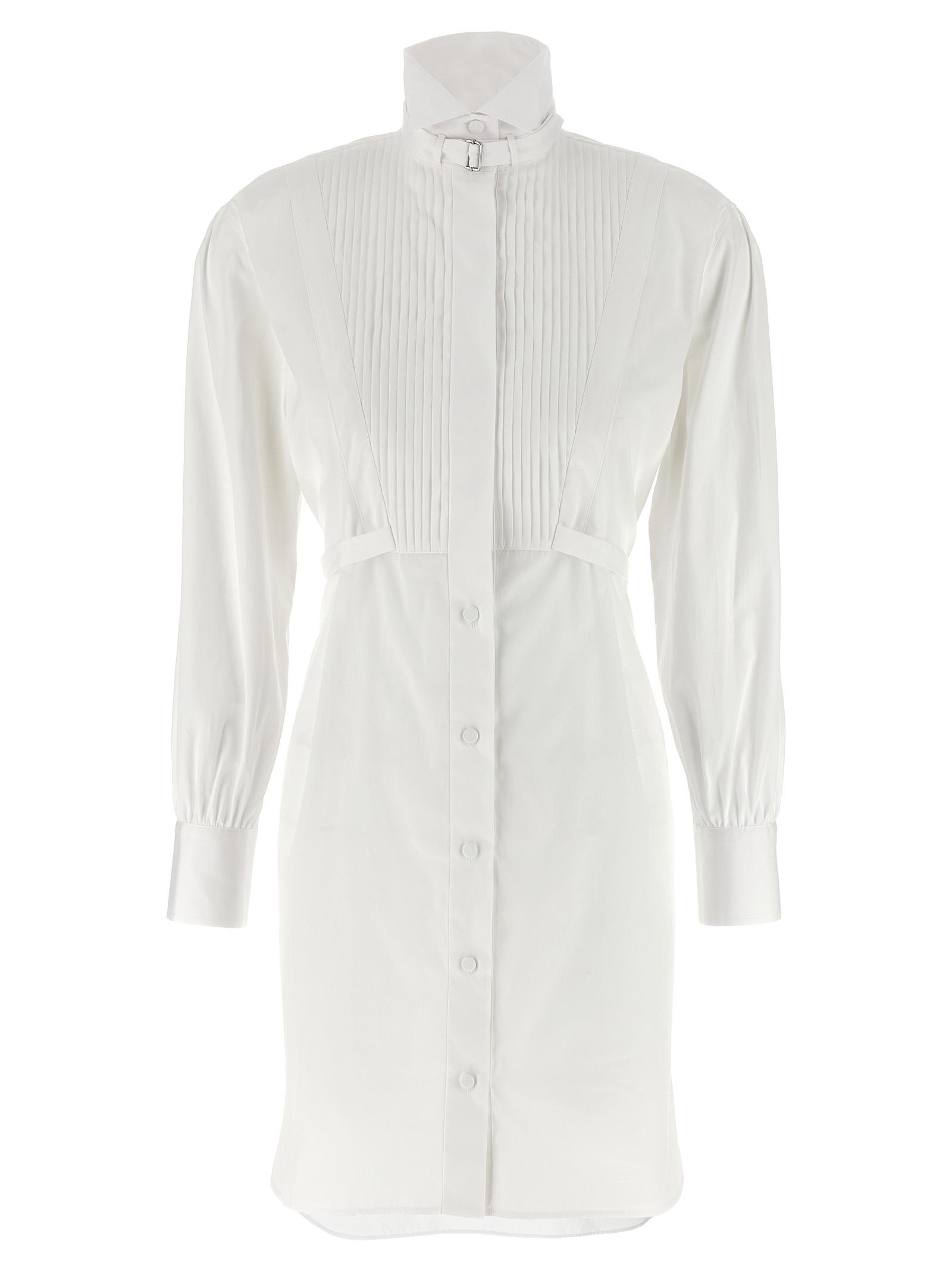 alexander mcqueen tuxedo chemisier dress white cotton - women