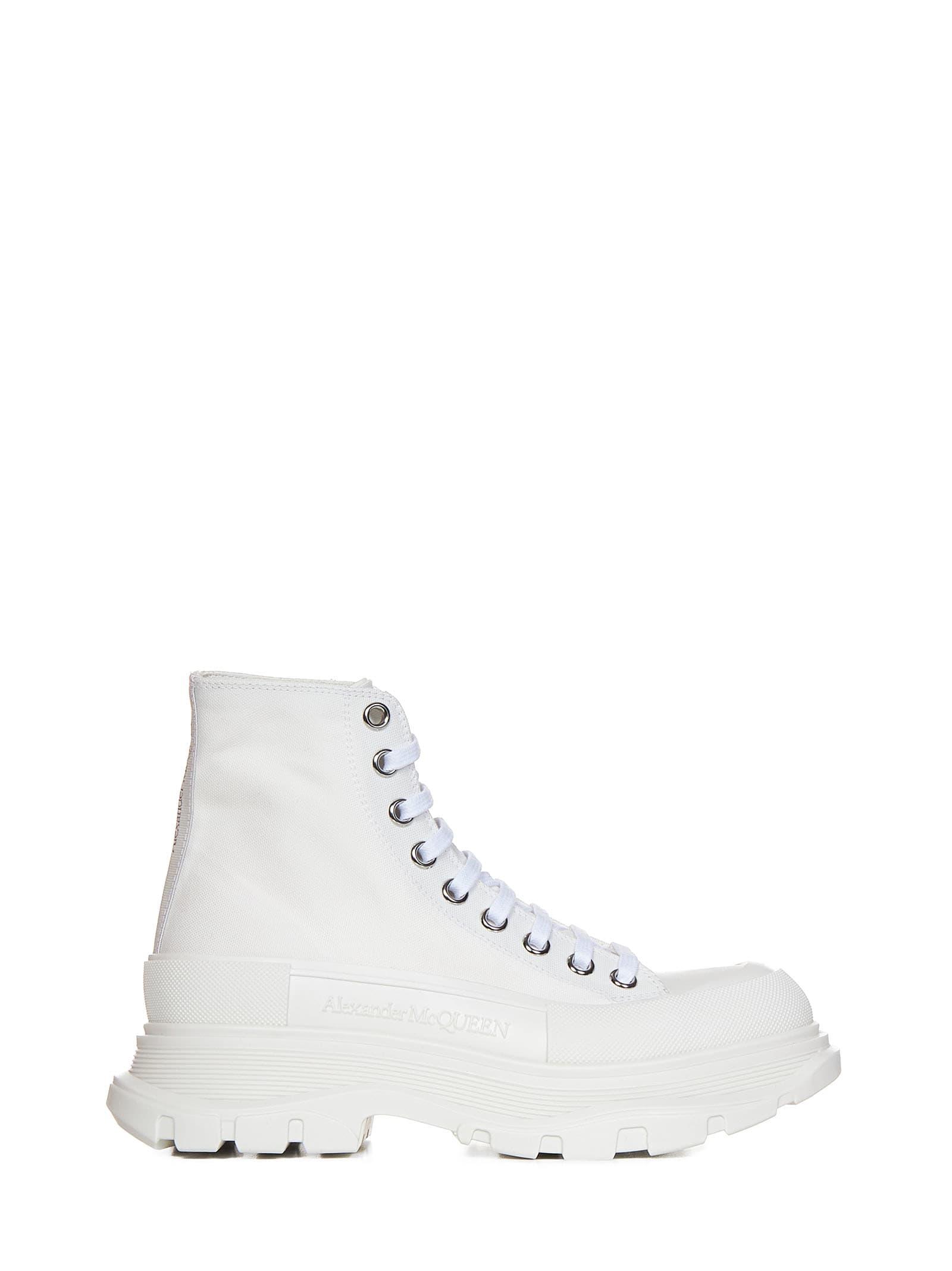 alexander mcqueen white canvas tread slick sneakers