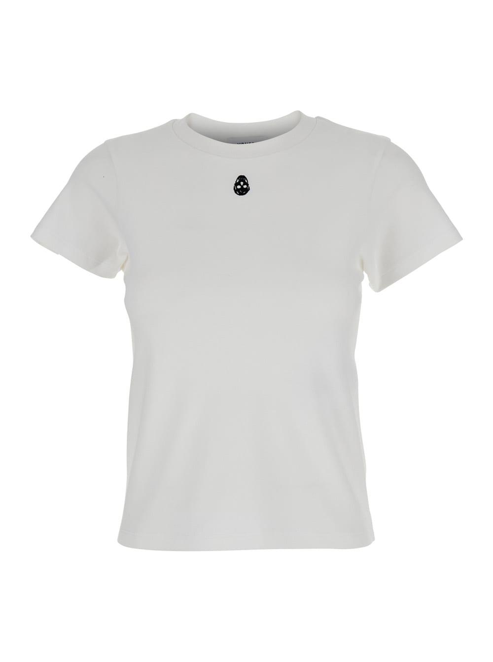 alexander mcqueen white crewneck t-shirt with skull embroidery