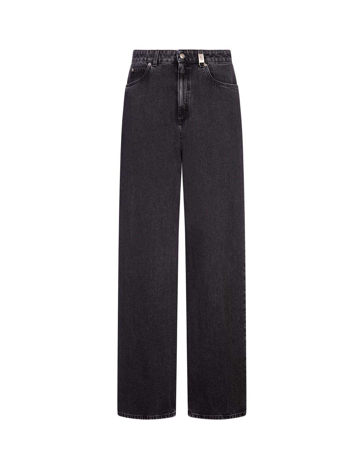 alexander mcqueen wide-leg skull plaque jeans