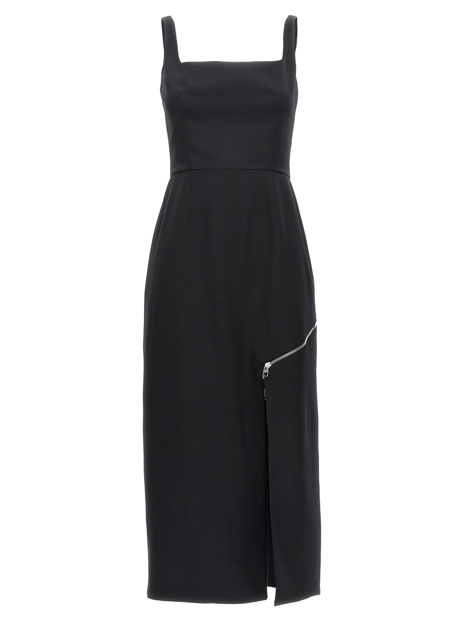 alexander mcqueen zip wool midi dress