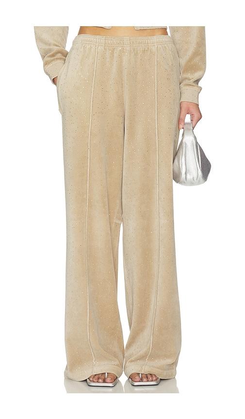 alexander wang allover hotfix relaxed pant in tan.