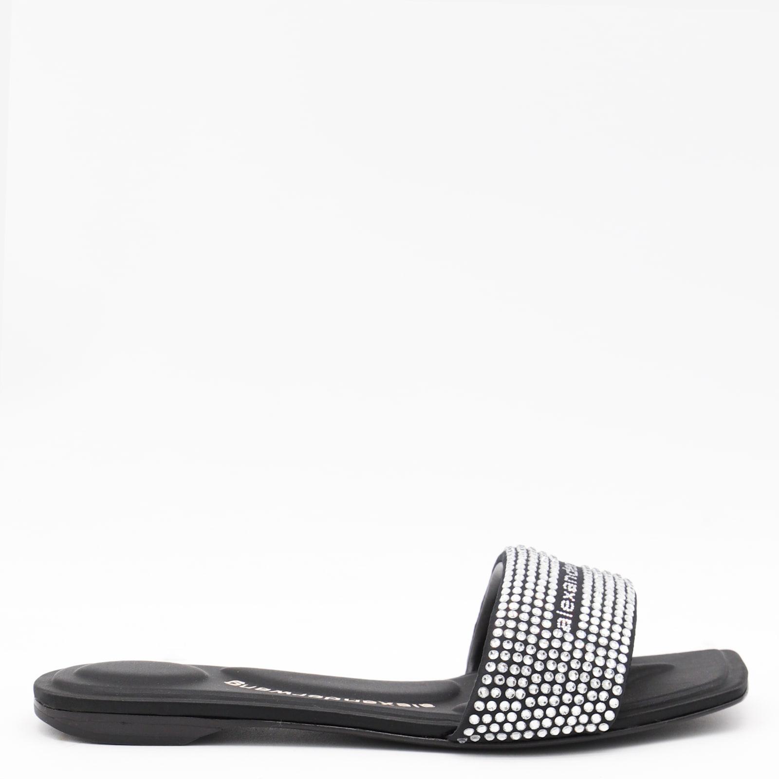 alexander wang black and silver leather sandals