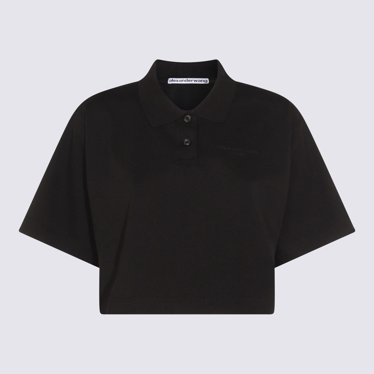 alexander wang black cotton polo shirt