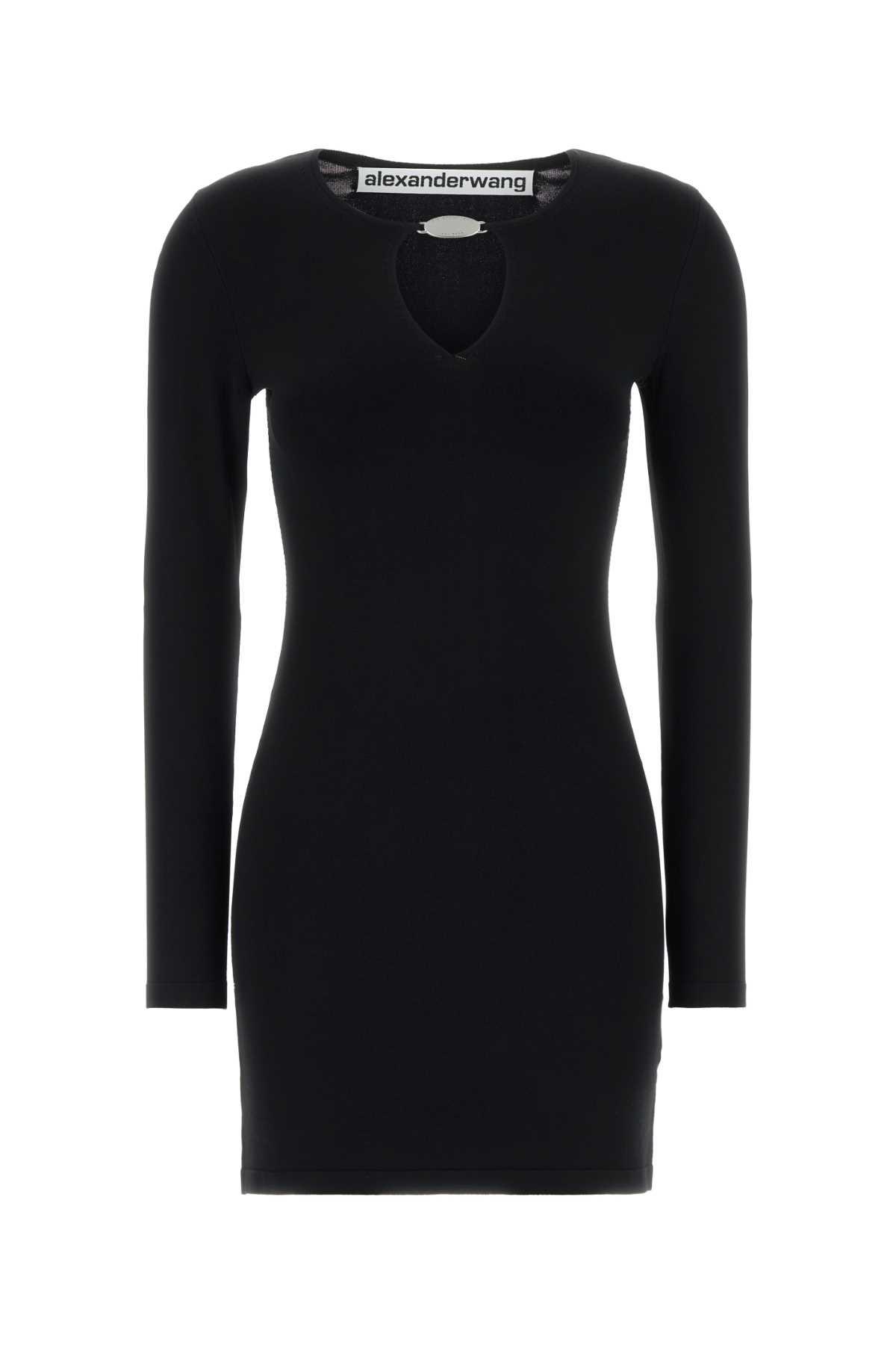 alexander wang black stretch viscose blend mini dress